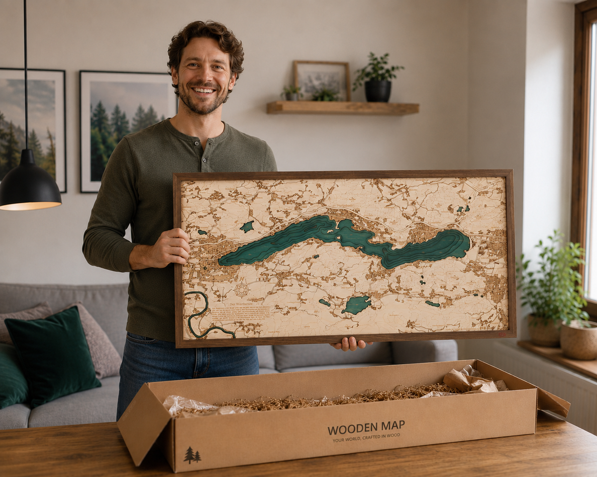 LAKE WOERTHER 3D WOODEN WALL MAP - Version M