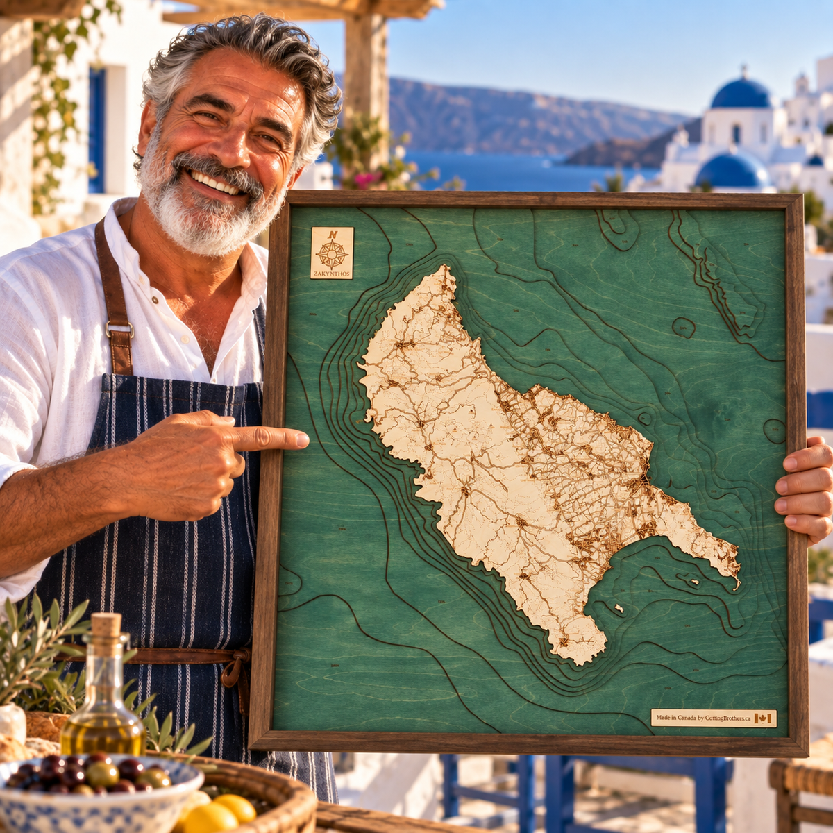 ZAKYNTHOS 3D WOODEN WALL MAP - Version L