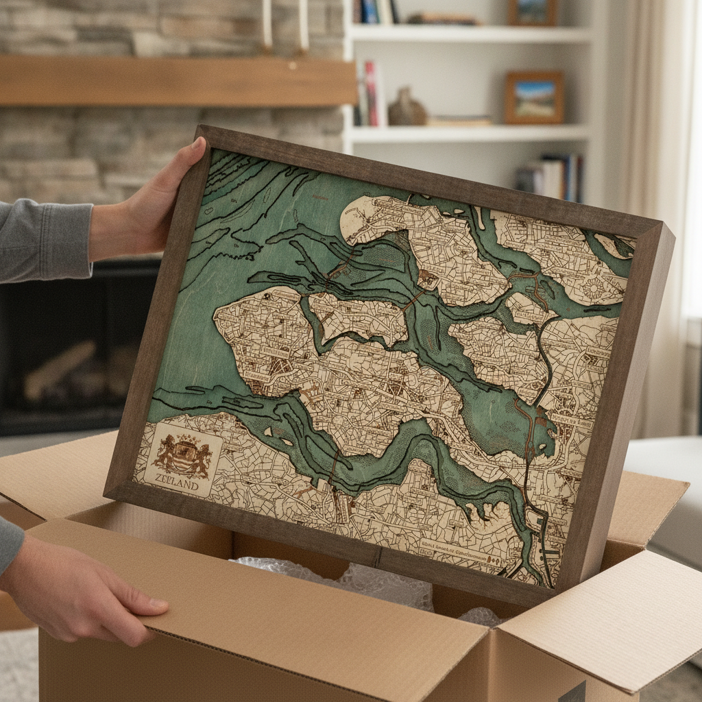 ZEELAND 3D WOODEN WALL MAP - Version S