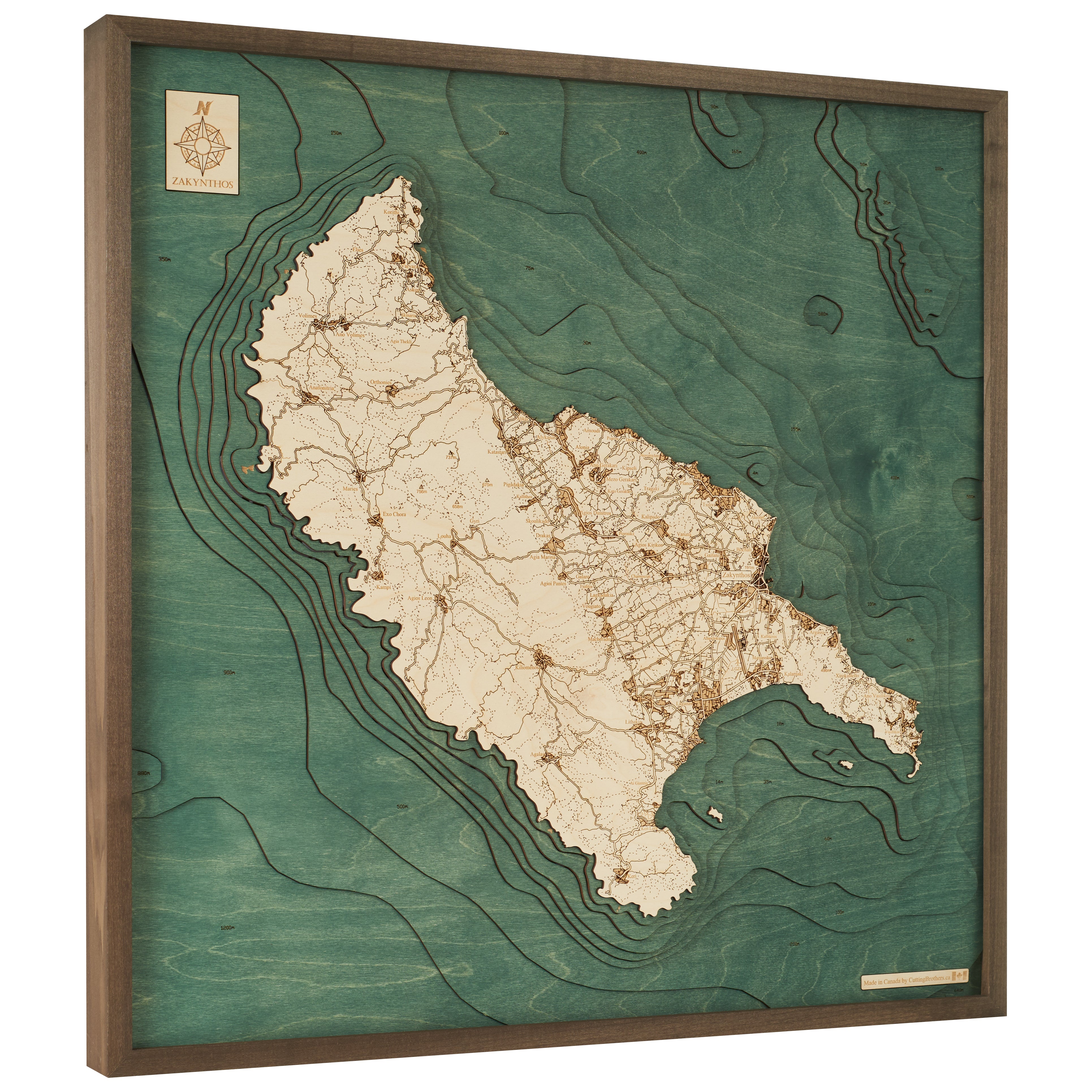 ZAKYNTHOS 3D WOODEN WALL MAP - Version L