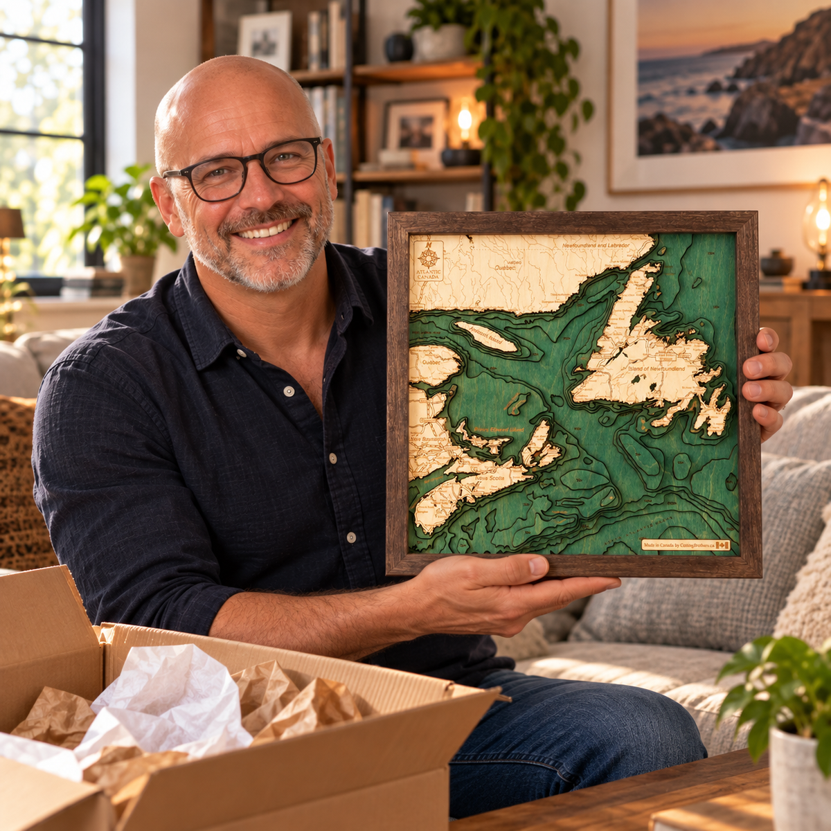 ATLANTIC CANADA 3D WOODEN WALL MAP - Version S