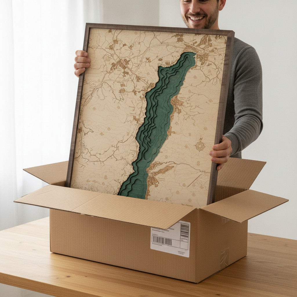 ATTERSEA 3D WOODEN WALL MAP - Version L