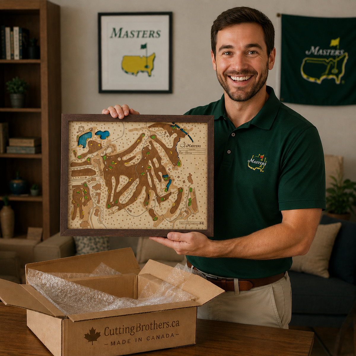 AUGUSTA NATIONAL GOLF CLUB 3D WOODEN WALL MAP - Version S