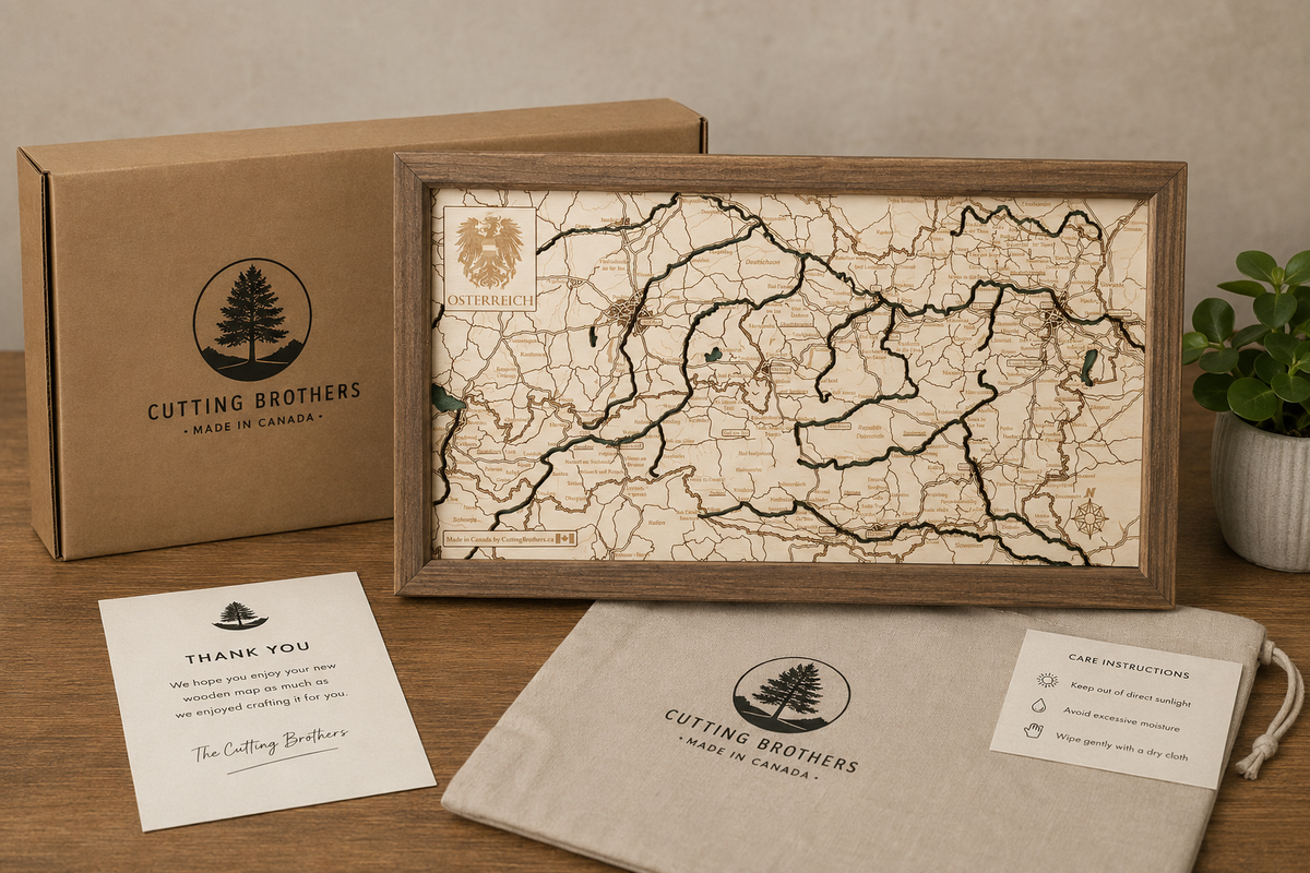 AUSTRIA 3D WOODEN WALL MAP - Version S