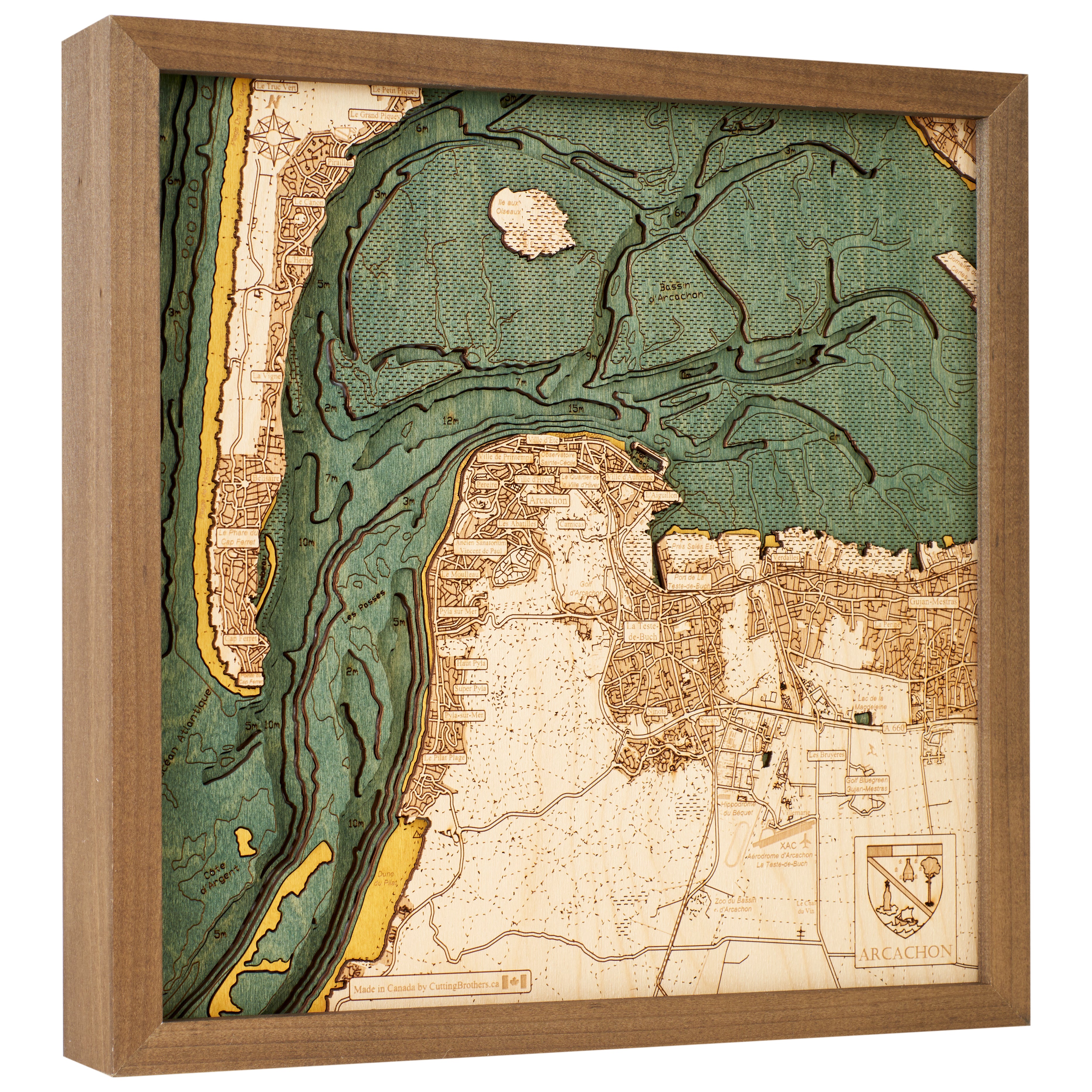 ARCACHON 3D WOODEN WALL MAP - Version S