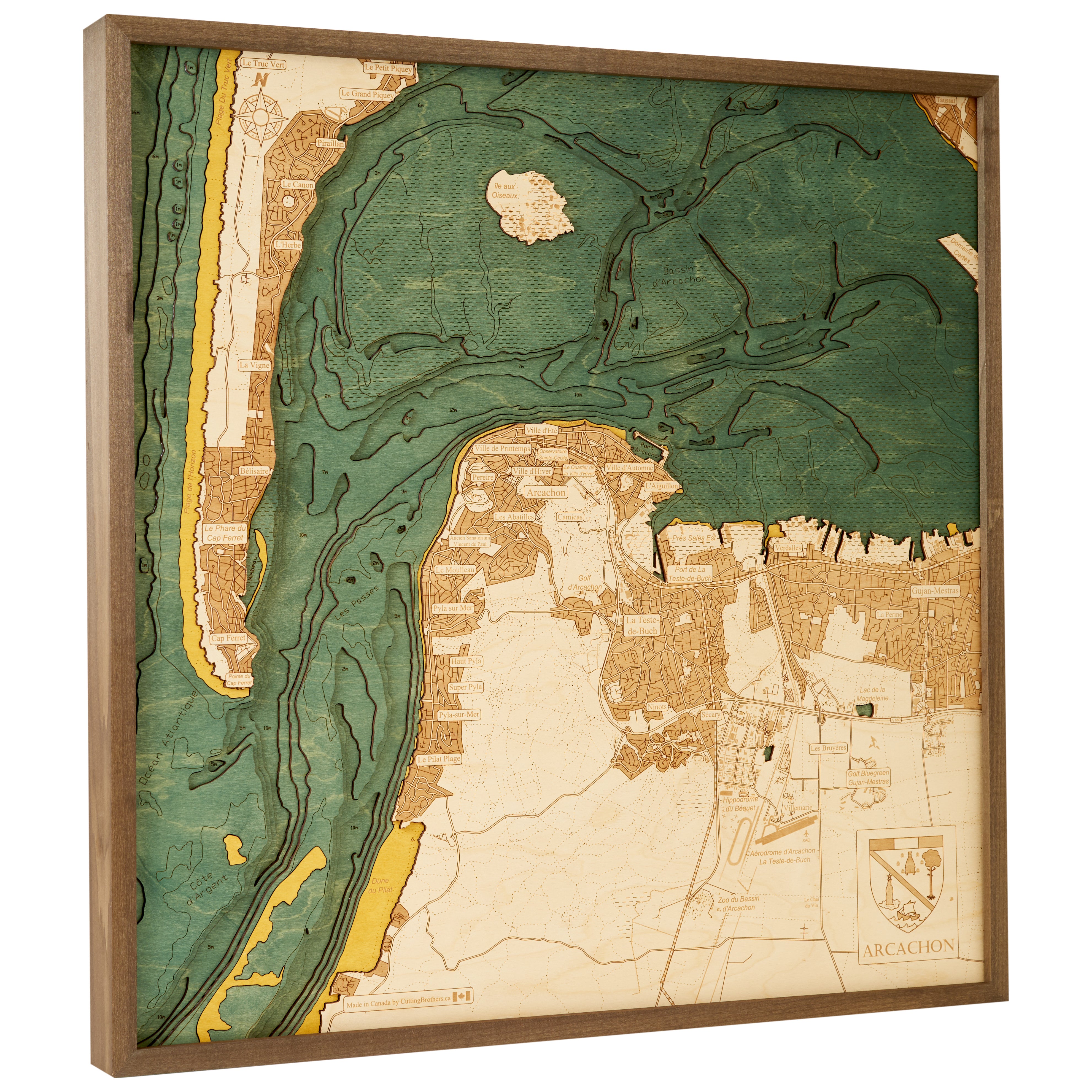 ARCACHON 3D WOODEN WALL MAP - Version