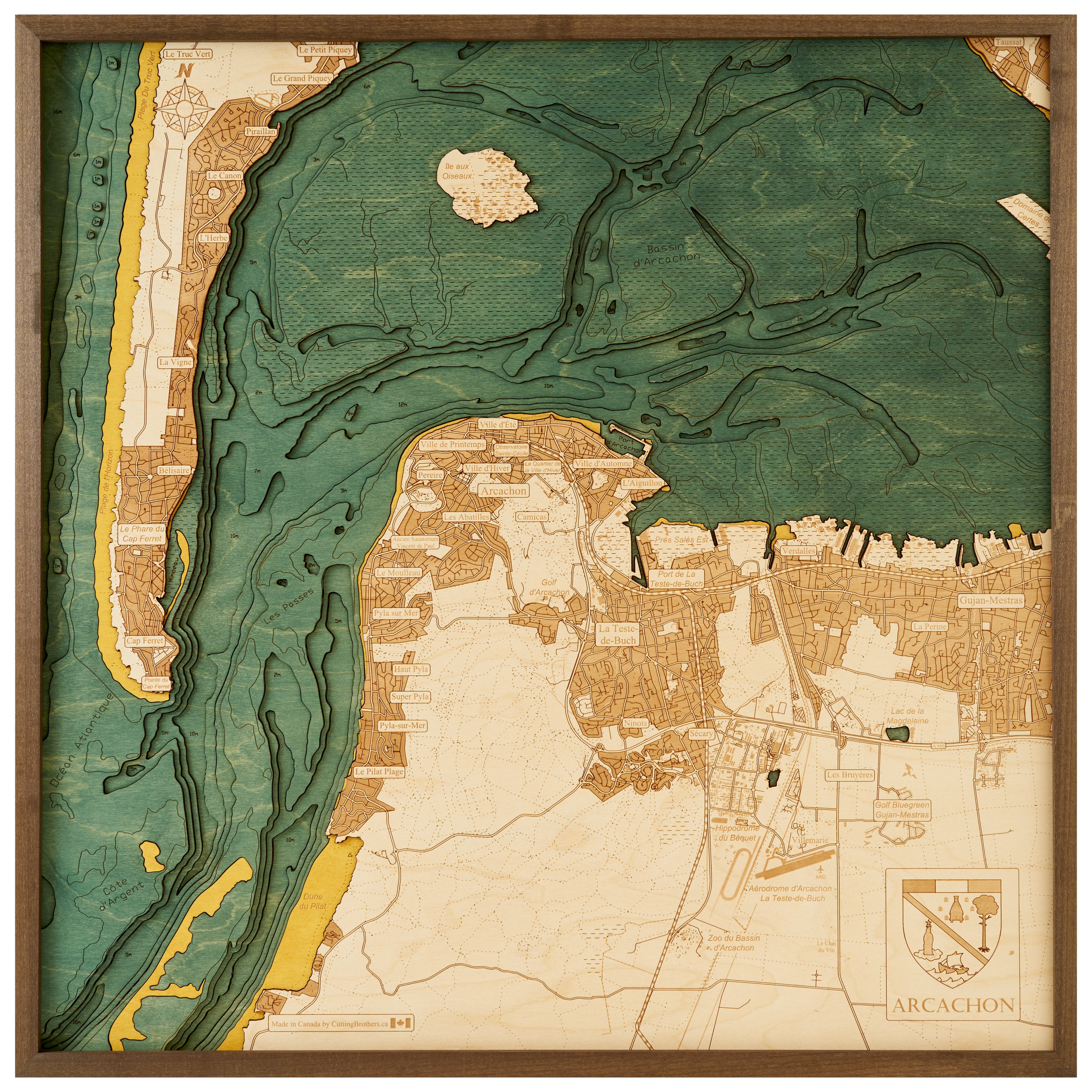 ARCACHON 3D WOODEN WALL MAP - Version