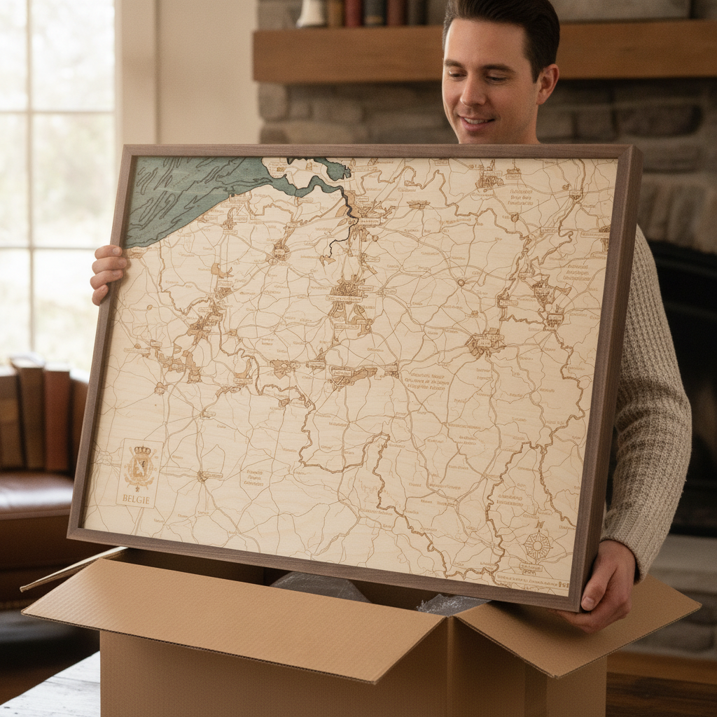 BELGIUM 3D WOODEN WALL MAP - Version L
