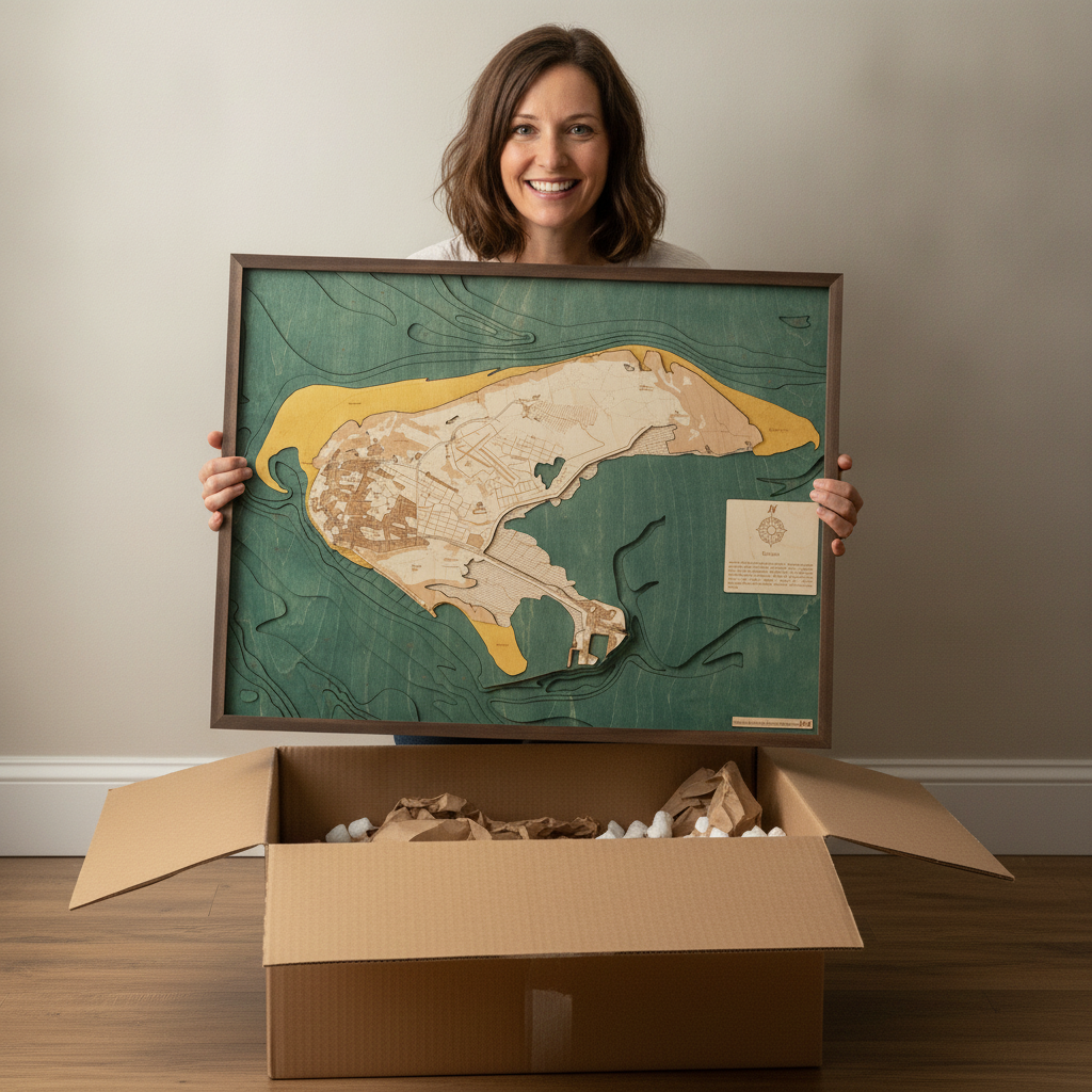 BORKUM 3D WOODEN WALL MAP - Version L