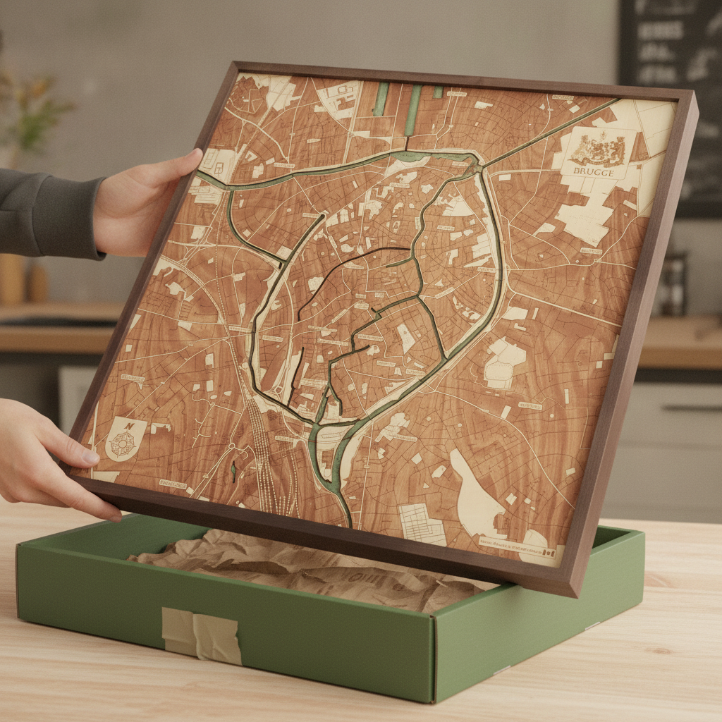 BRUGGE 3D WOODEN WALL MAP - Version L