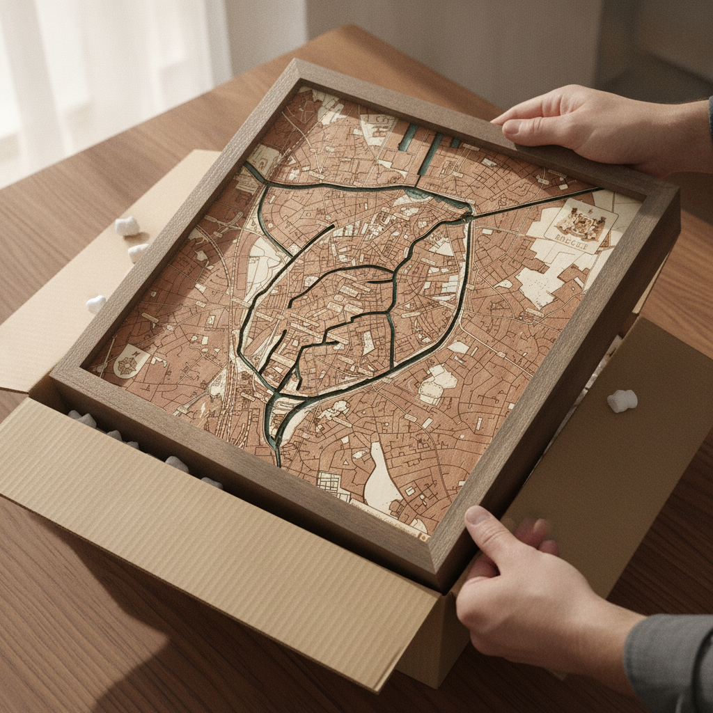 BRUGGE 3D WOODEN WALL MAP - Version S