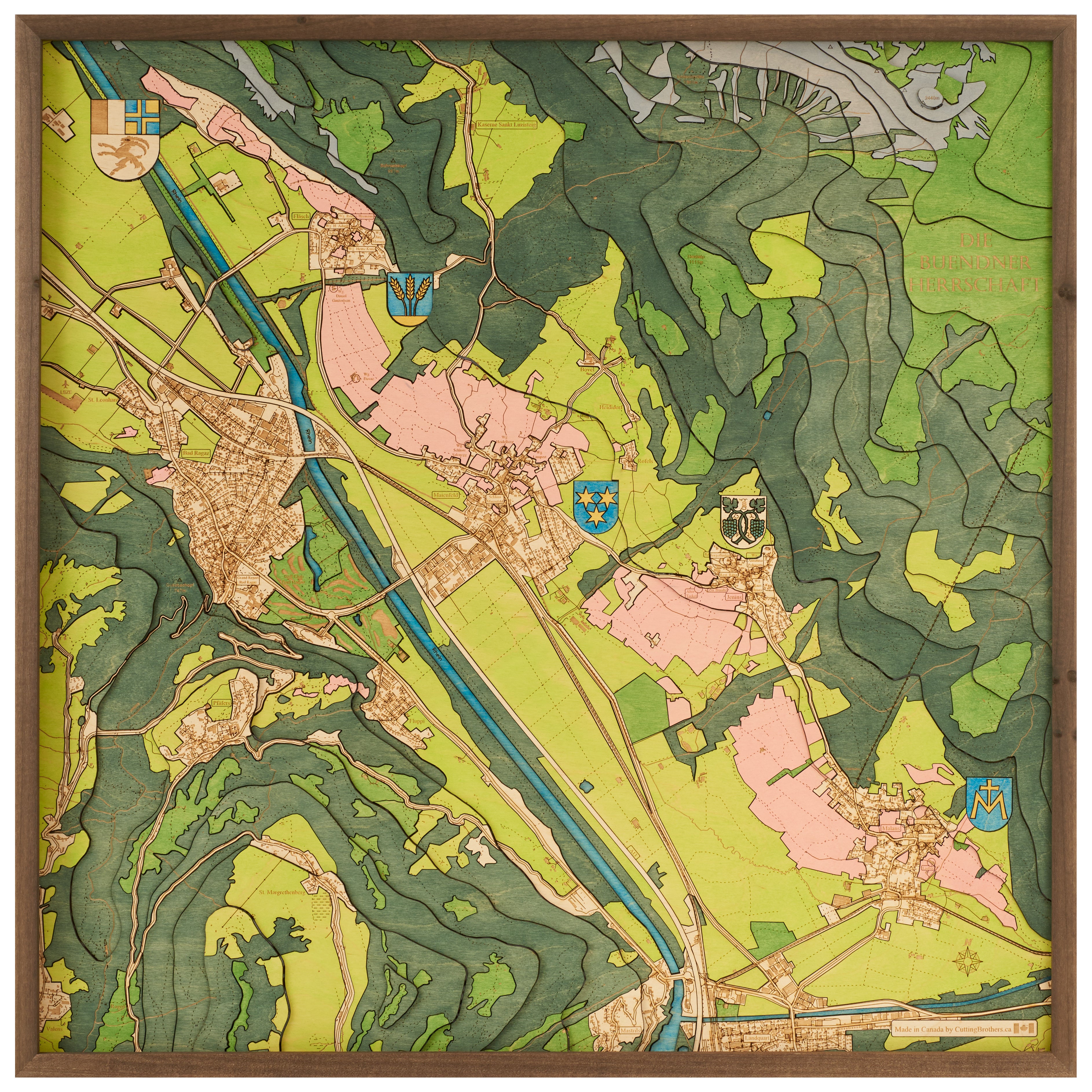 BAD RAGAZ 3D WOODEN WALL MAP - Version L