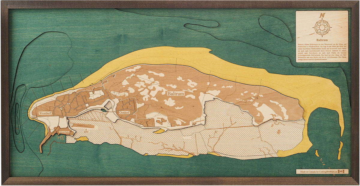 BALTRUM 3D WOODEN WALL MAP - Version M