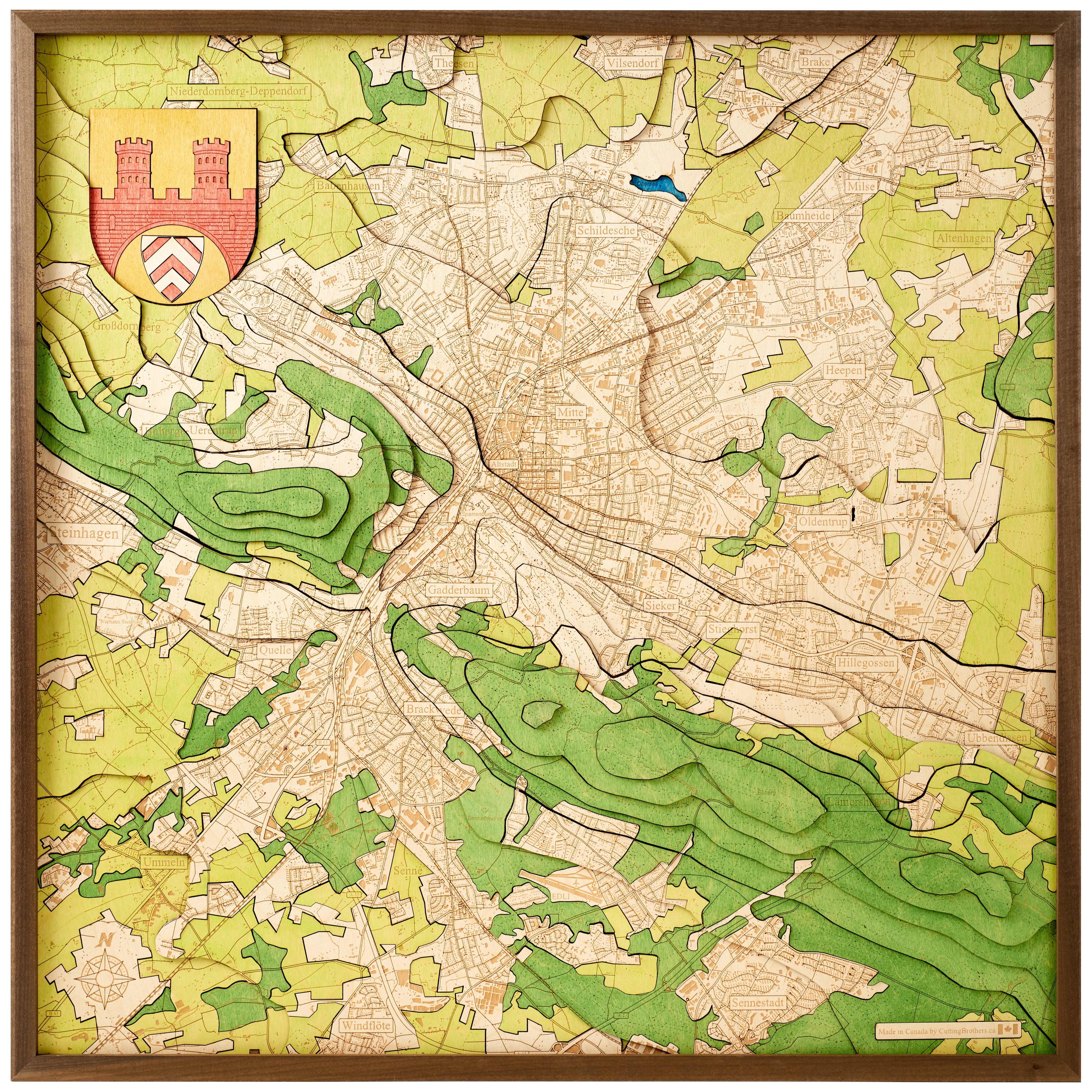 BIELEFELD 3D WOODEN WALL MAP - Version L