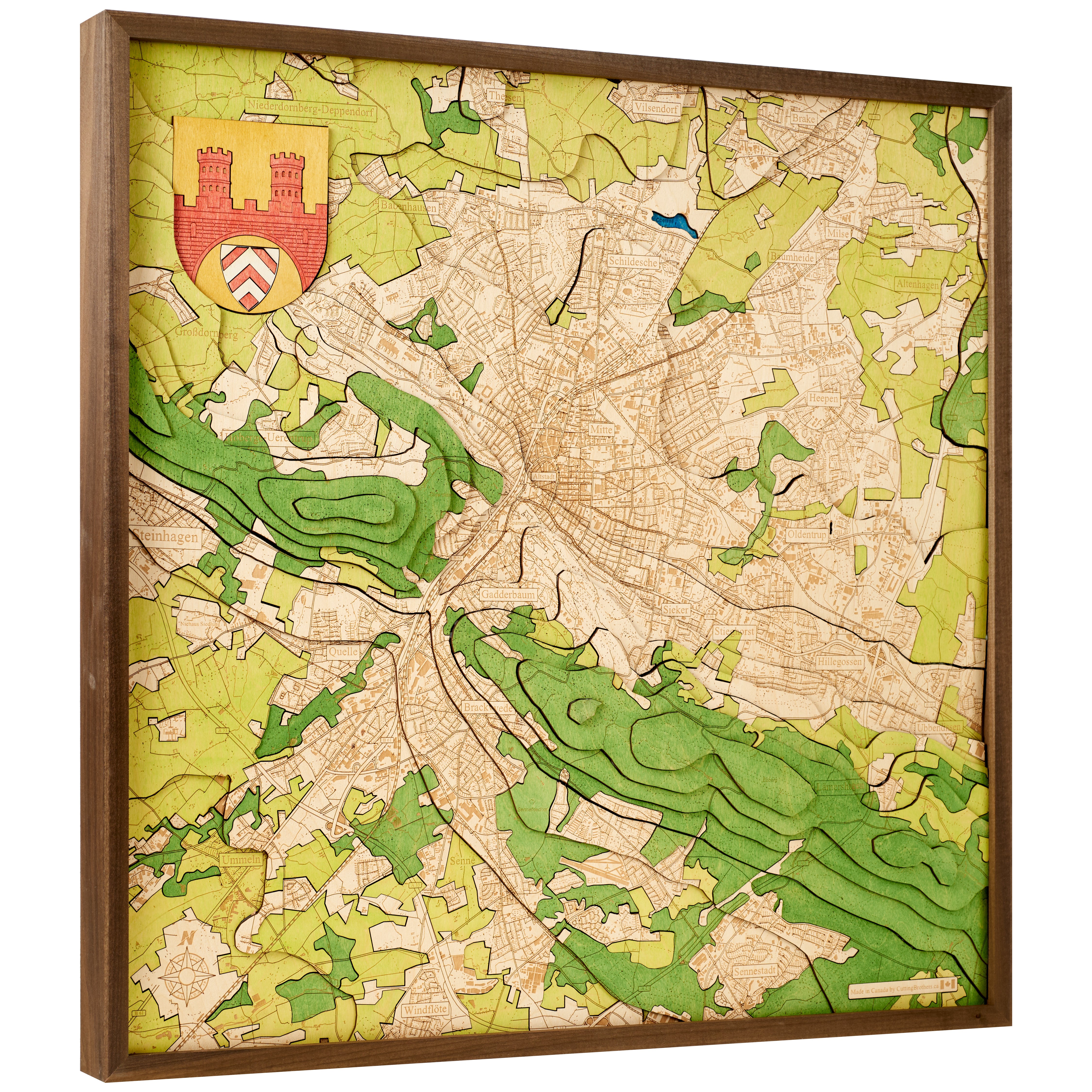 BIELEFELD 3D WOODEN WALL MAP - Version L