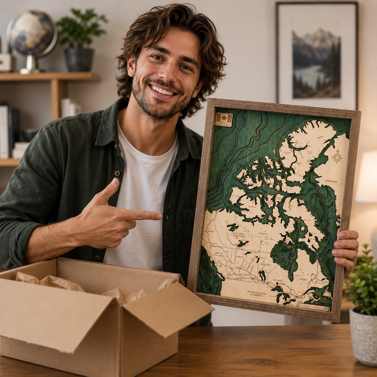 CANADA 3D WOODEN WALL MAP - Version S