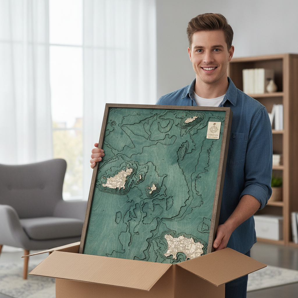 CHANNEL ISLANDS 3D WOODEN WALL MAP - Version L