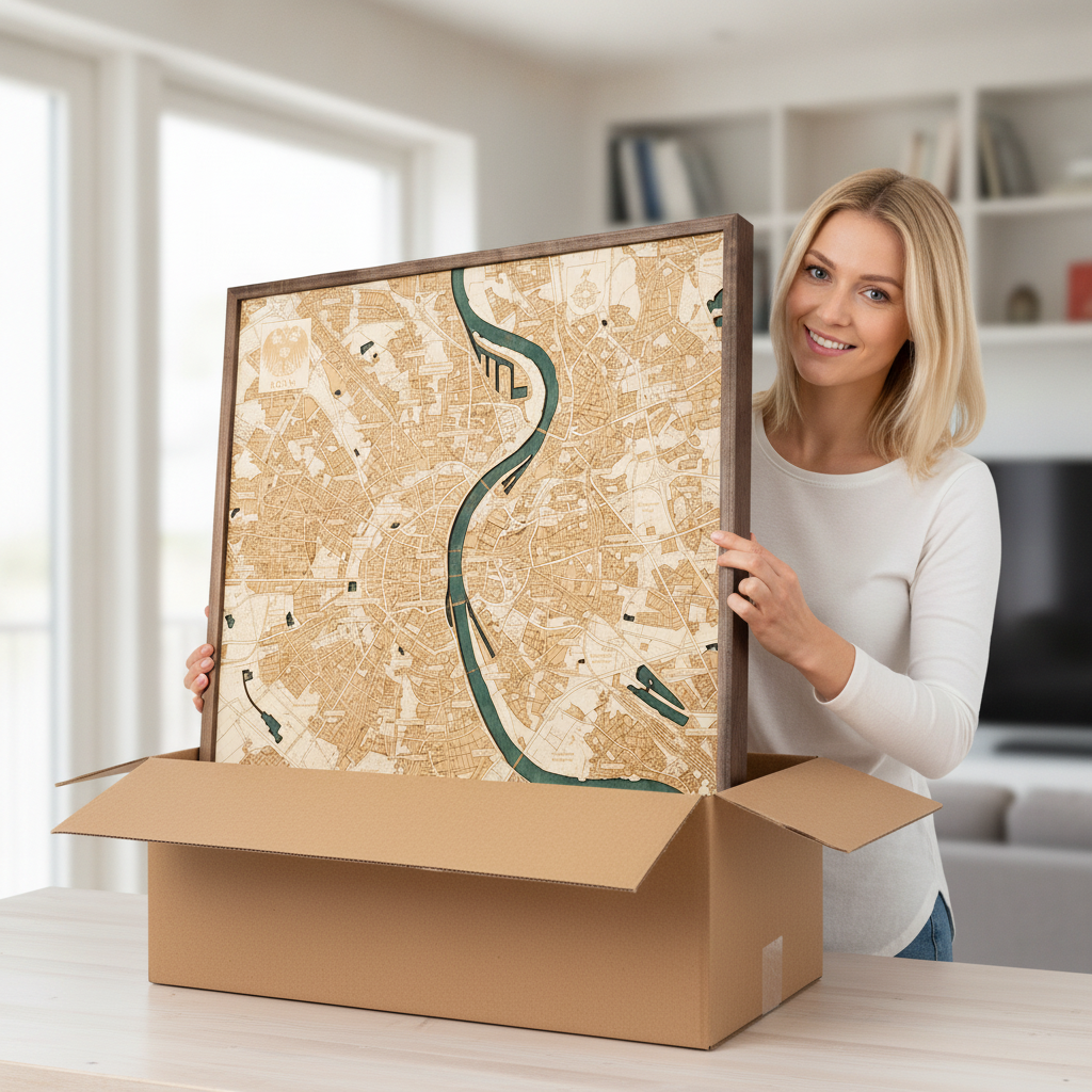 COLOGNE 3D WOODEN WALL MAP - Version L