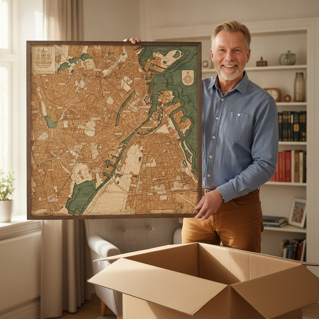COPENHAGEN 3D WOODEN WALL MAP - Version L