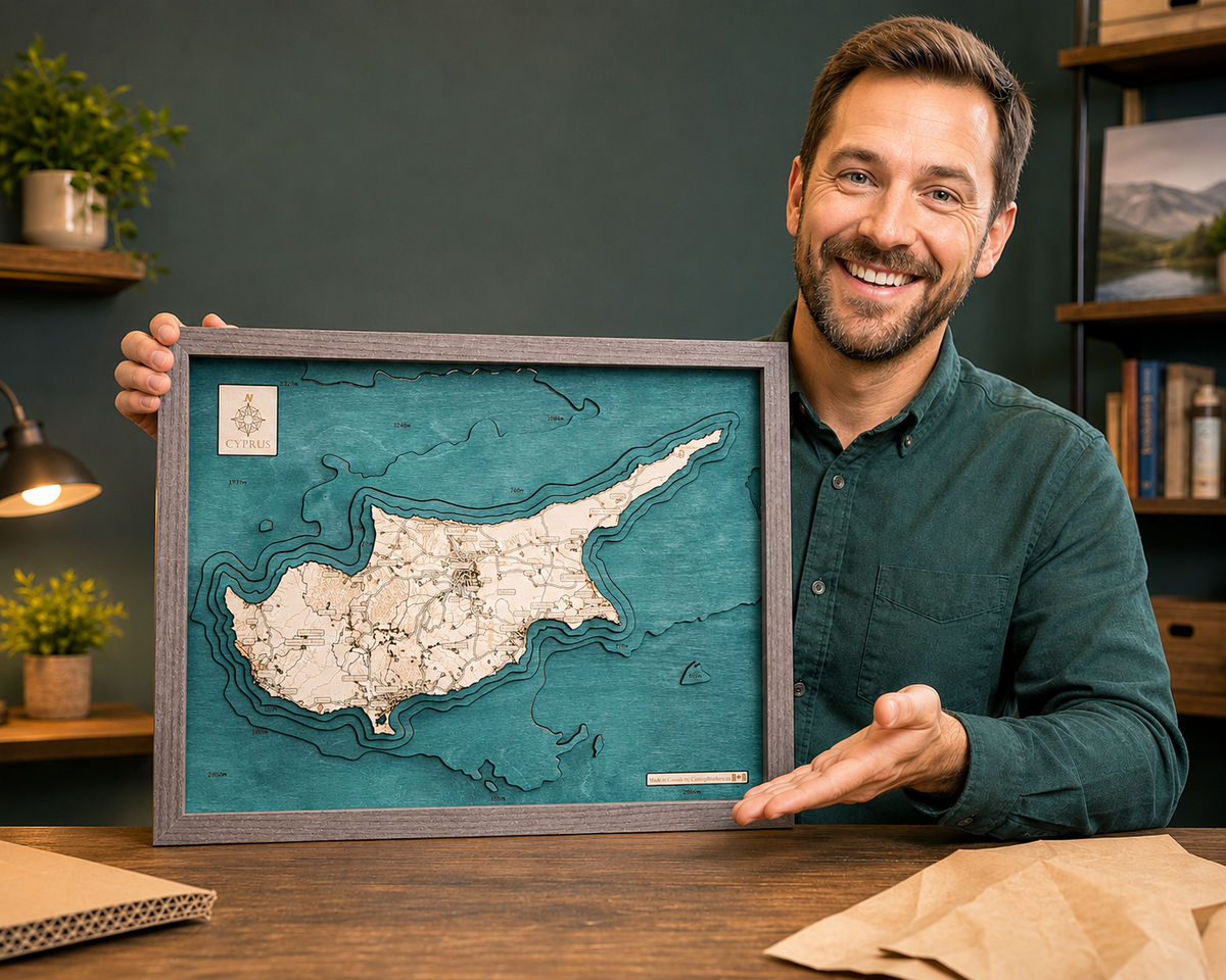 CYPRUS 3D WOODEN WALL MAP - Version S