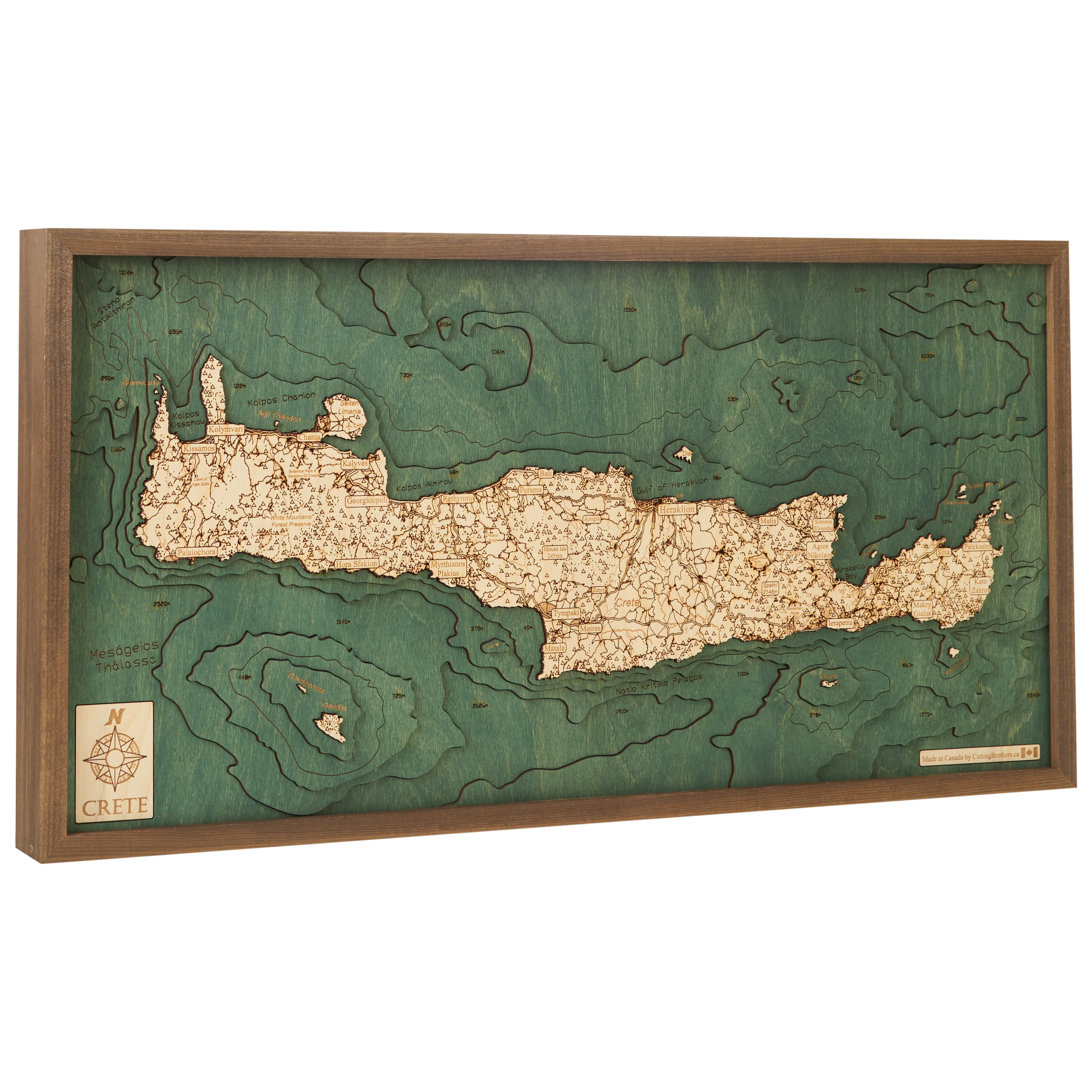 CRETE -  3D WOODEN WALL MAP - Version M