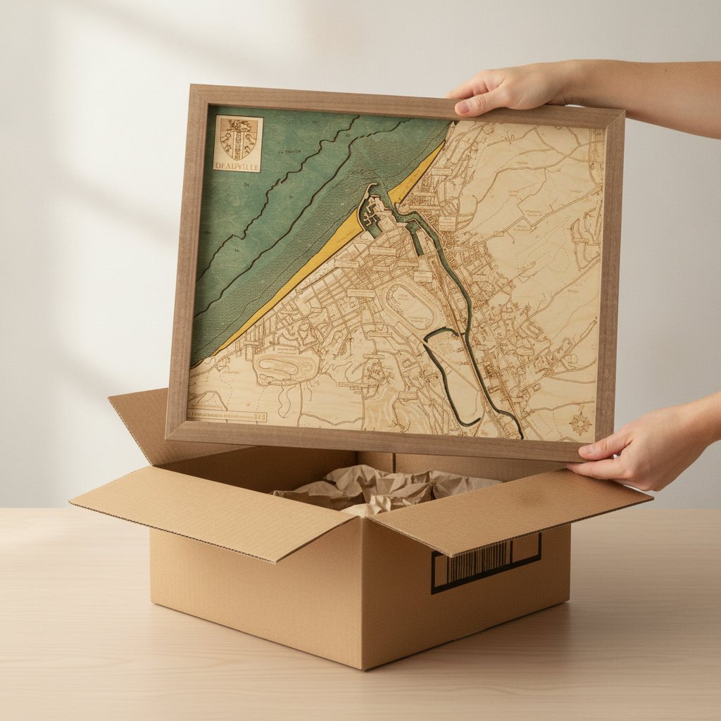 DEAUVILLE 3D WOODEN WALL MAP - Version S