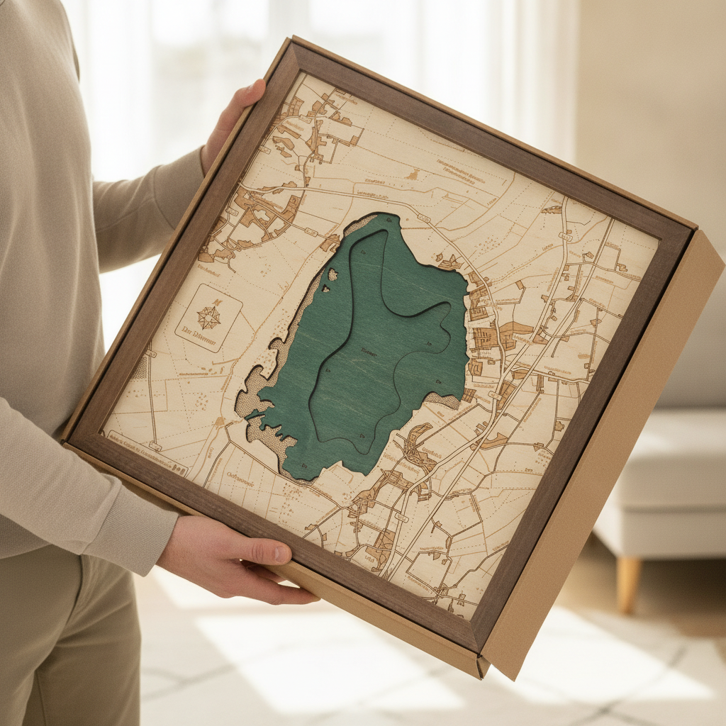 LAKE DUEMMER 3D WOODEN WALL MAP - Version S