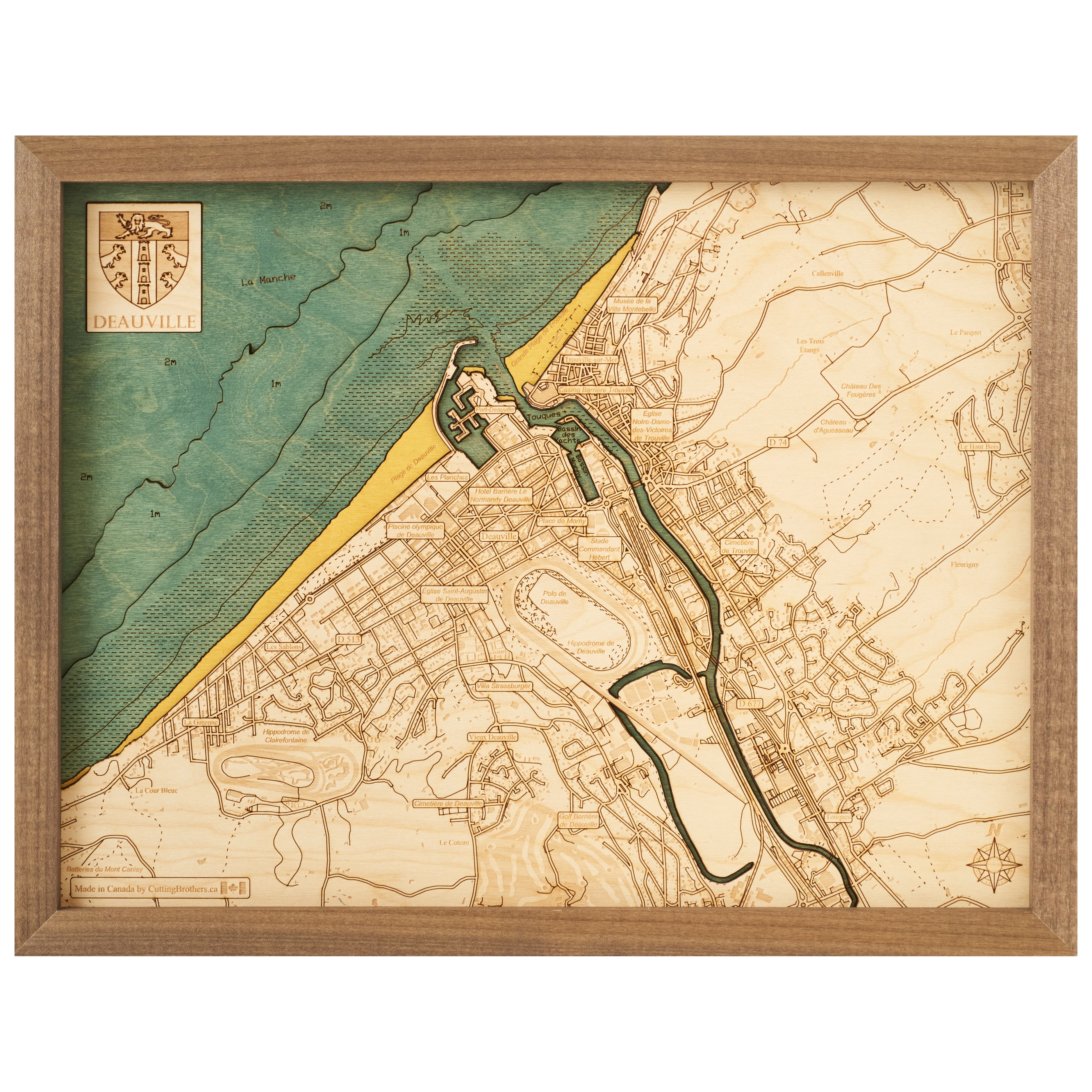 DEAUVILLE 3D WOODEN WALL MAP - Version S