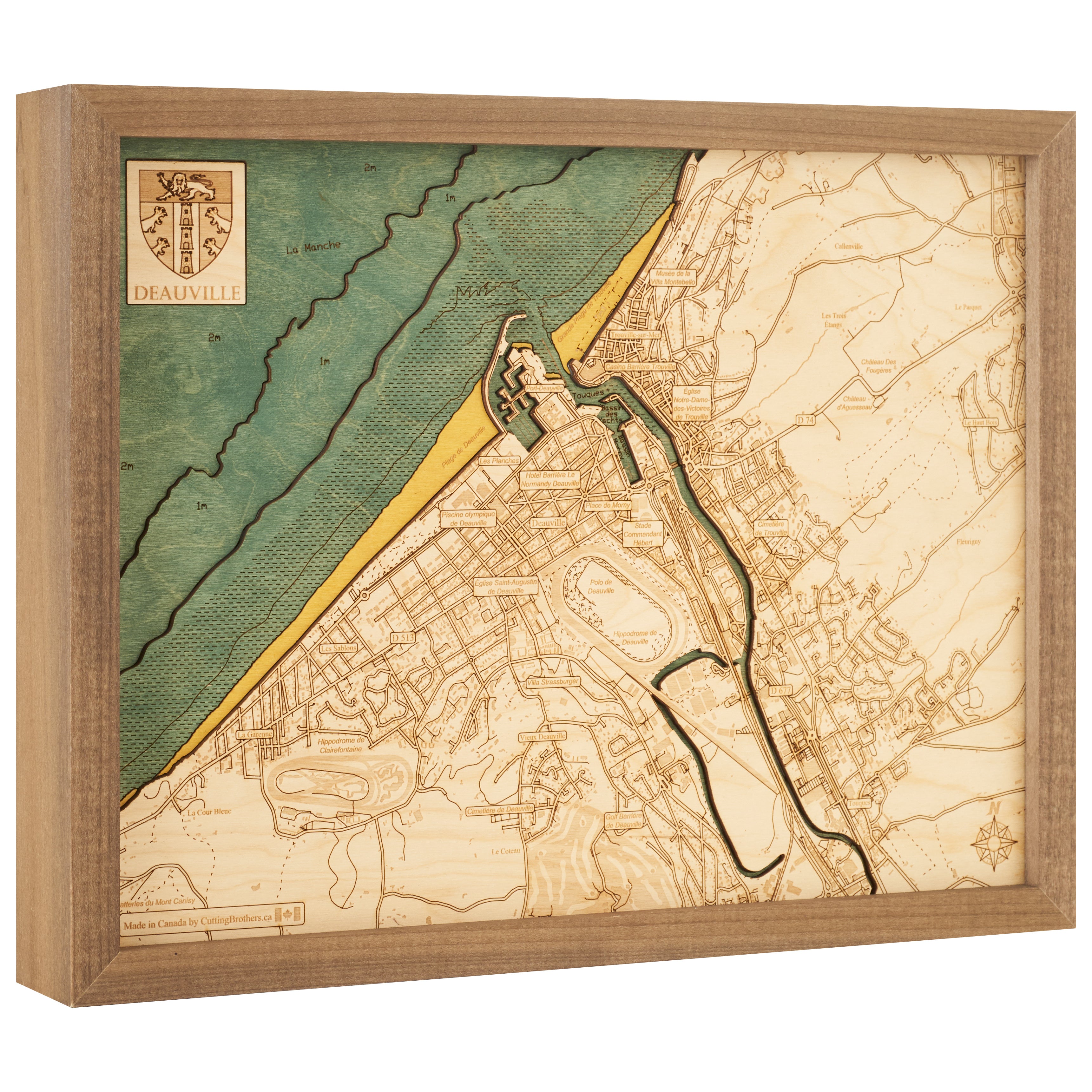DEAUVILLE 3D WOODEN WALL MAP - Version S