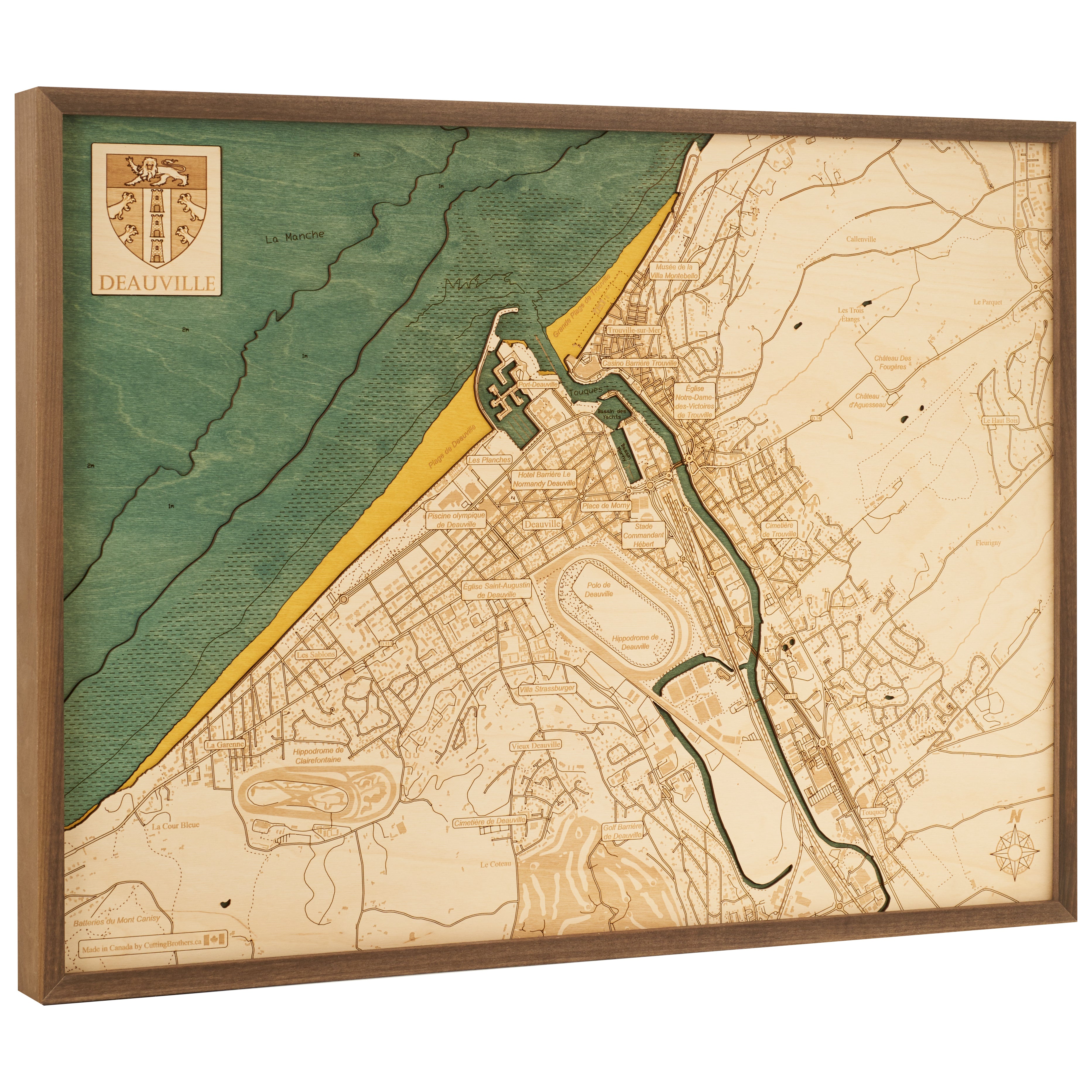 DEAUVILLE 3D WOODEN WALL MAP - Version L