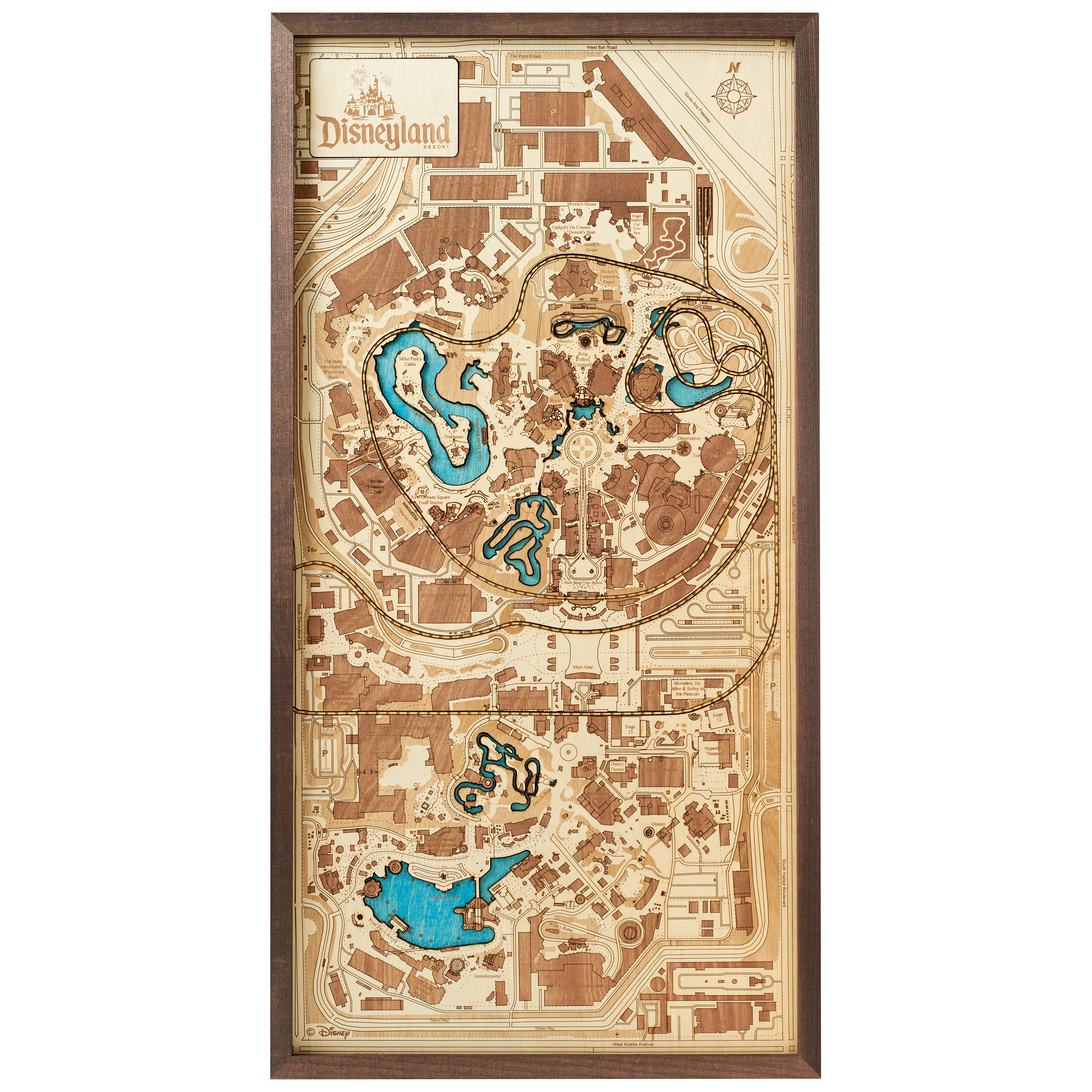 DISNEY CAL. 3D WOODEN WALL MAP - Version M