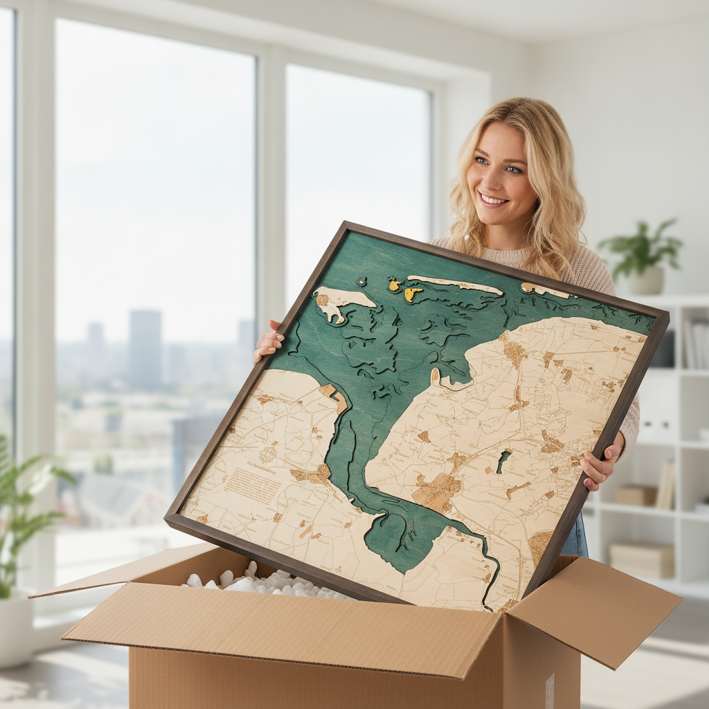 EMS ESTUARY 3D WOODEN WALL MAP - Version L