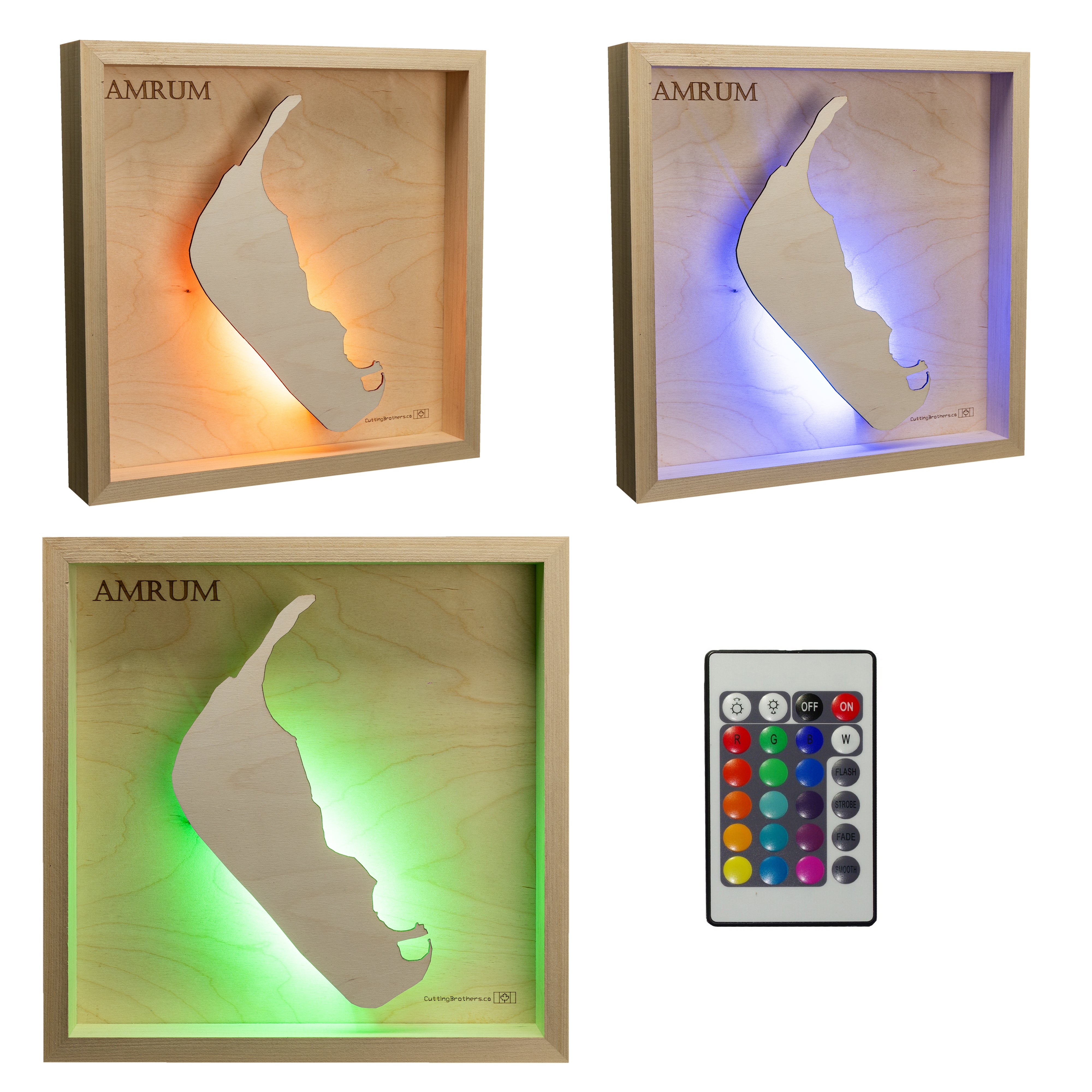 BORKUM LIGHT WOODEN WALL MAP - Version S