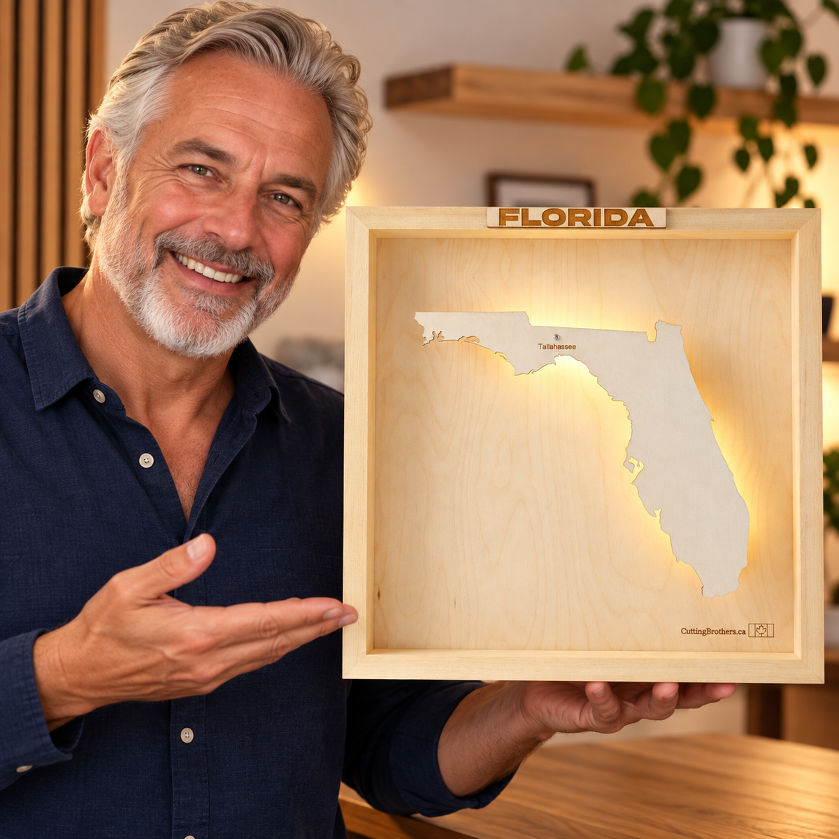 FLORIDA 3D WOODEN WALL MAP - Version S