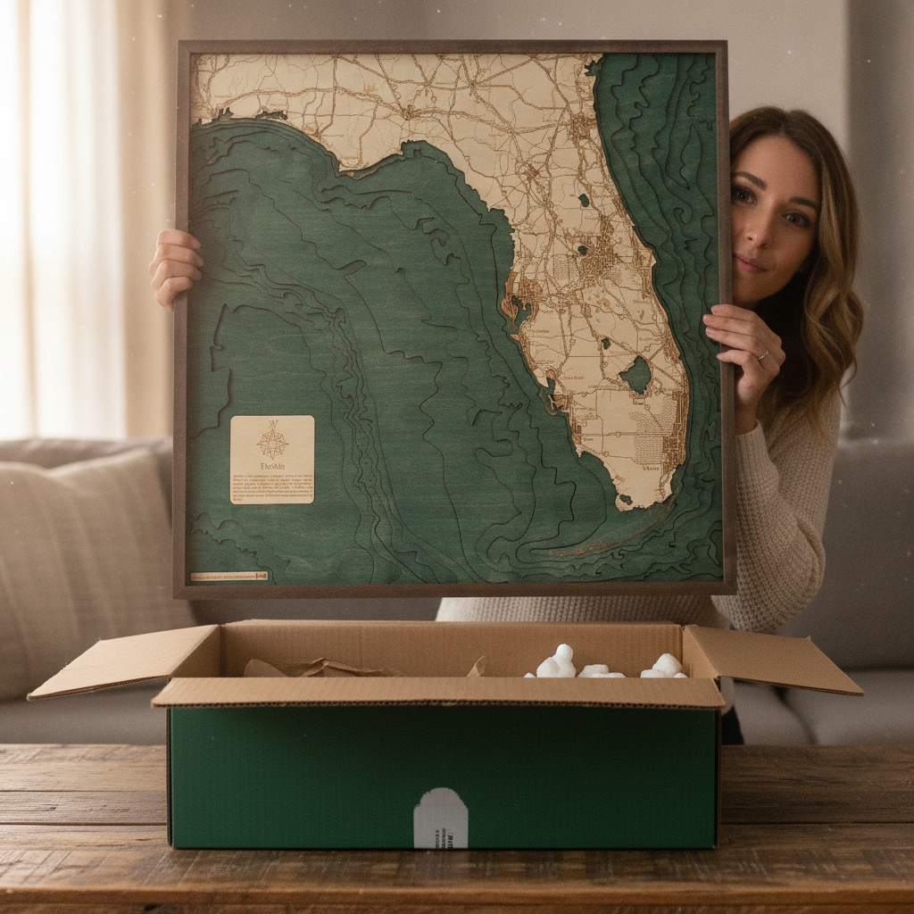 FLORIDA 3D WOODEN WALL MAP - Version L