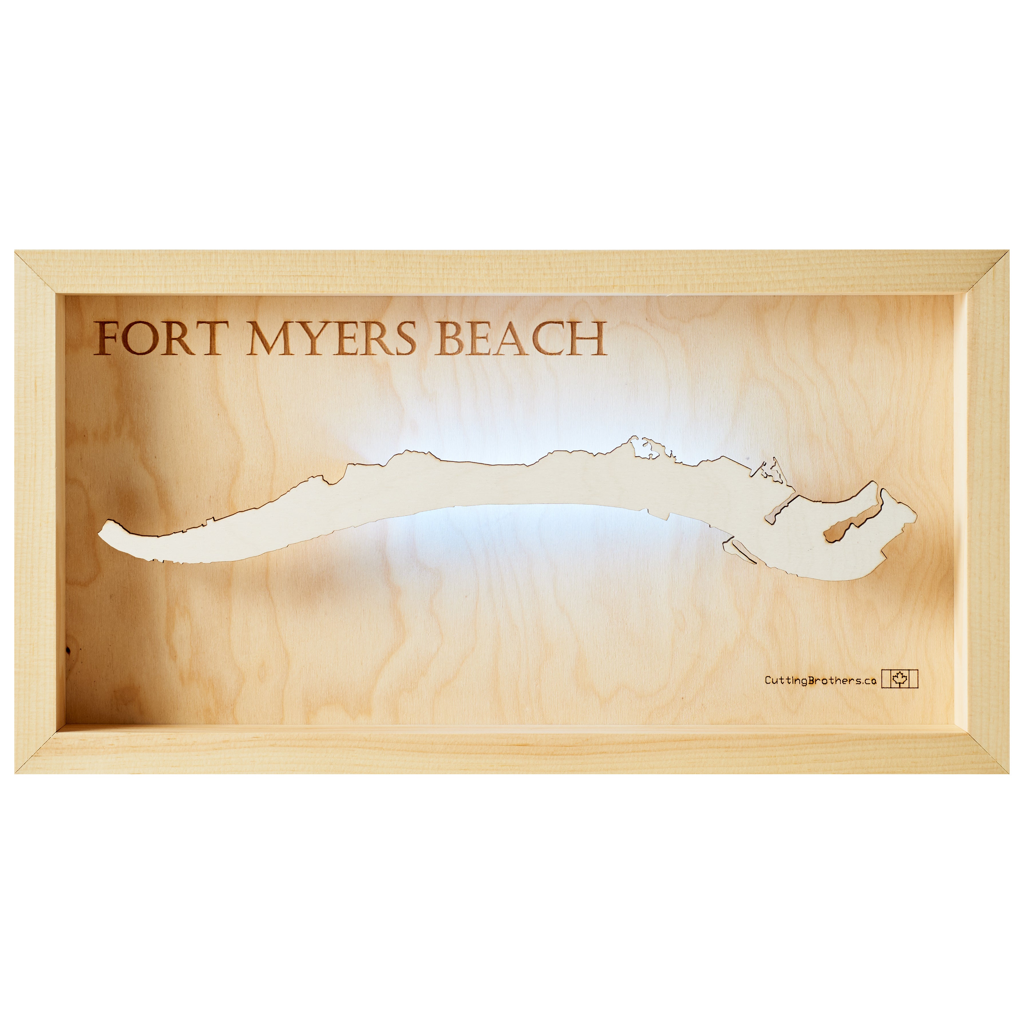 FORT MYERS LED WALL MAP - Version S - 16 x 8 Inches