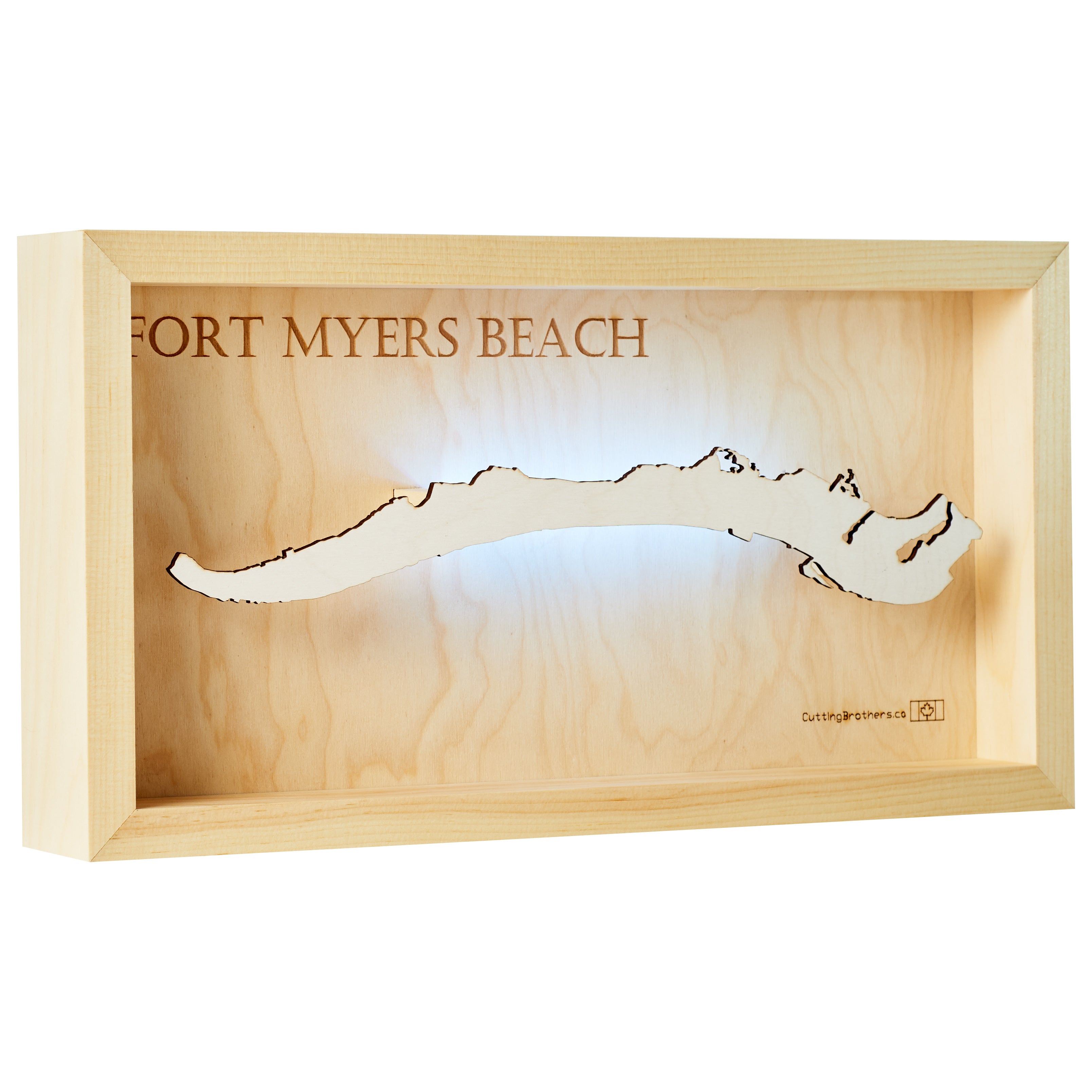 FORT MYERS LED WALL MAP - Version S - 16 x 8 Inches