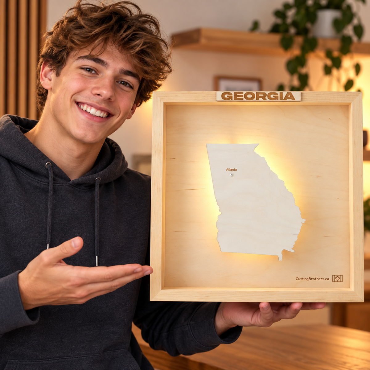 GEORGIA 3D WOODEN WALL MAP - Version S