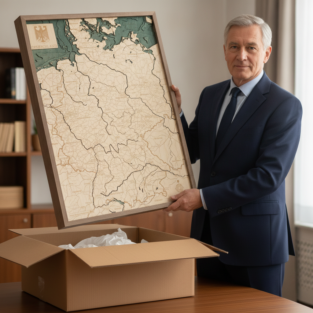 GERMANY 3D WOODEN WALL MAP - Version L