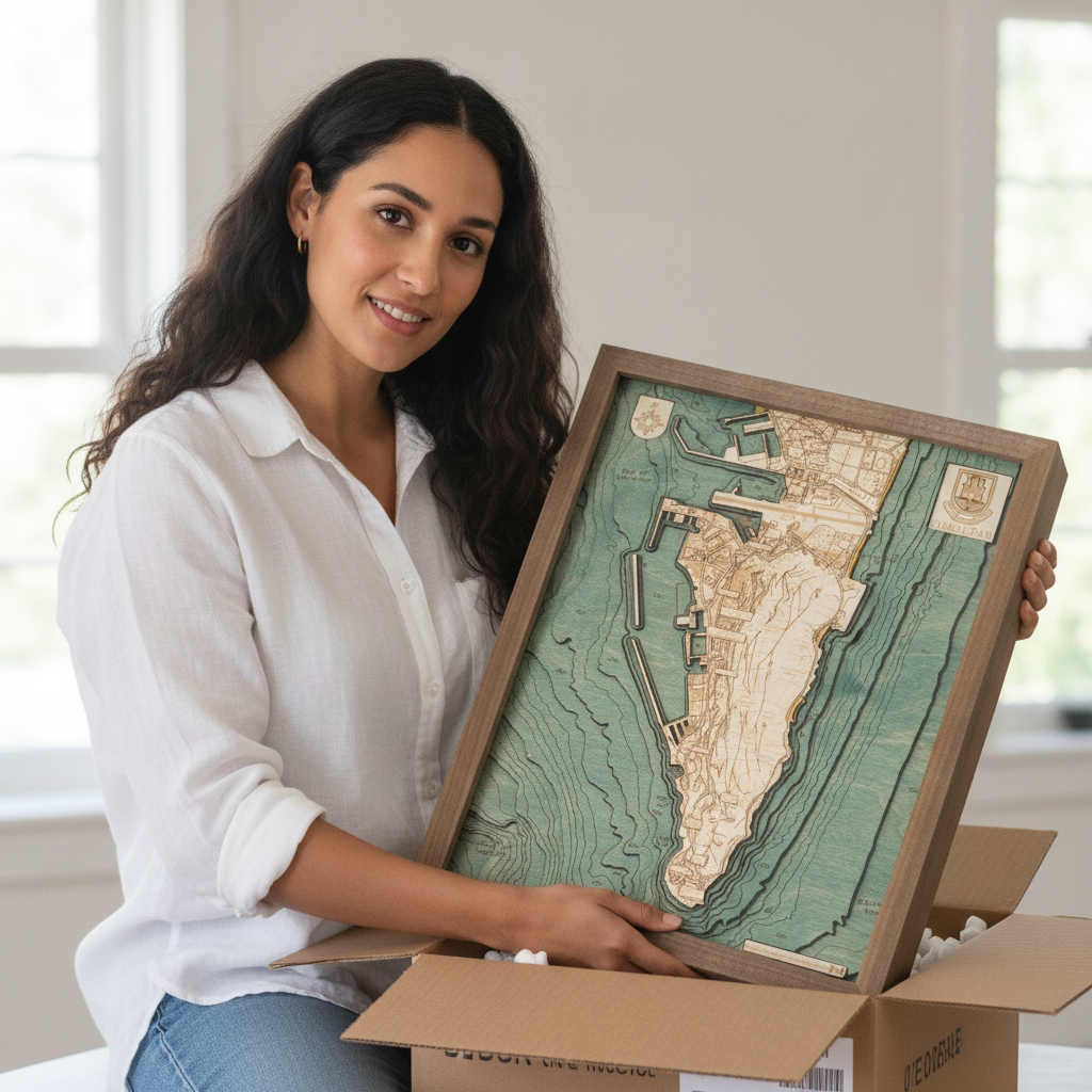 GIBRALTAR 3D WOODEN WALL MAP - Version S