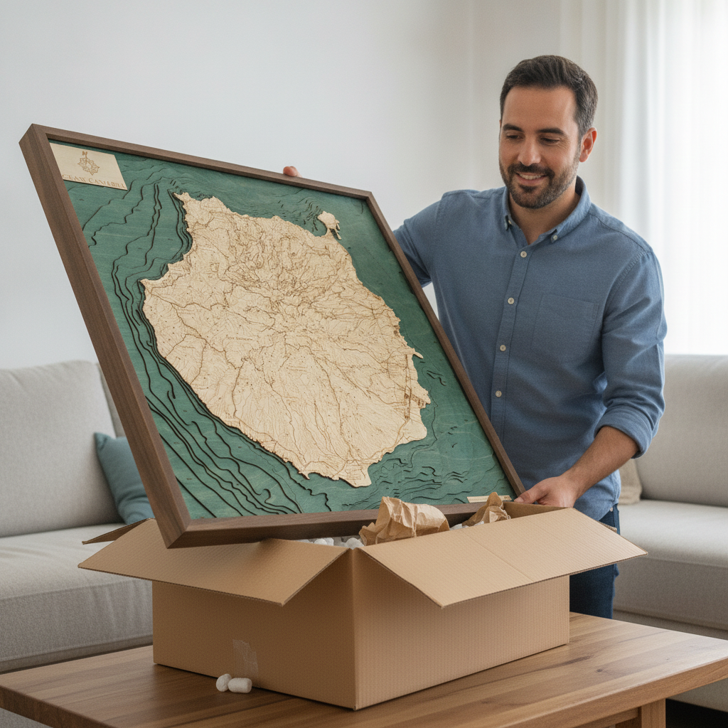 GRAN CANARIA 3D WOODEN WALL MAP - Version L