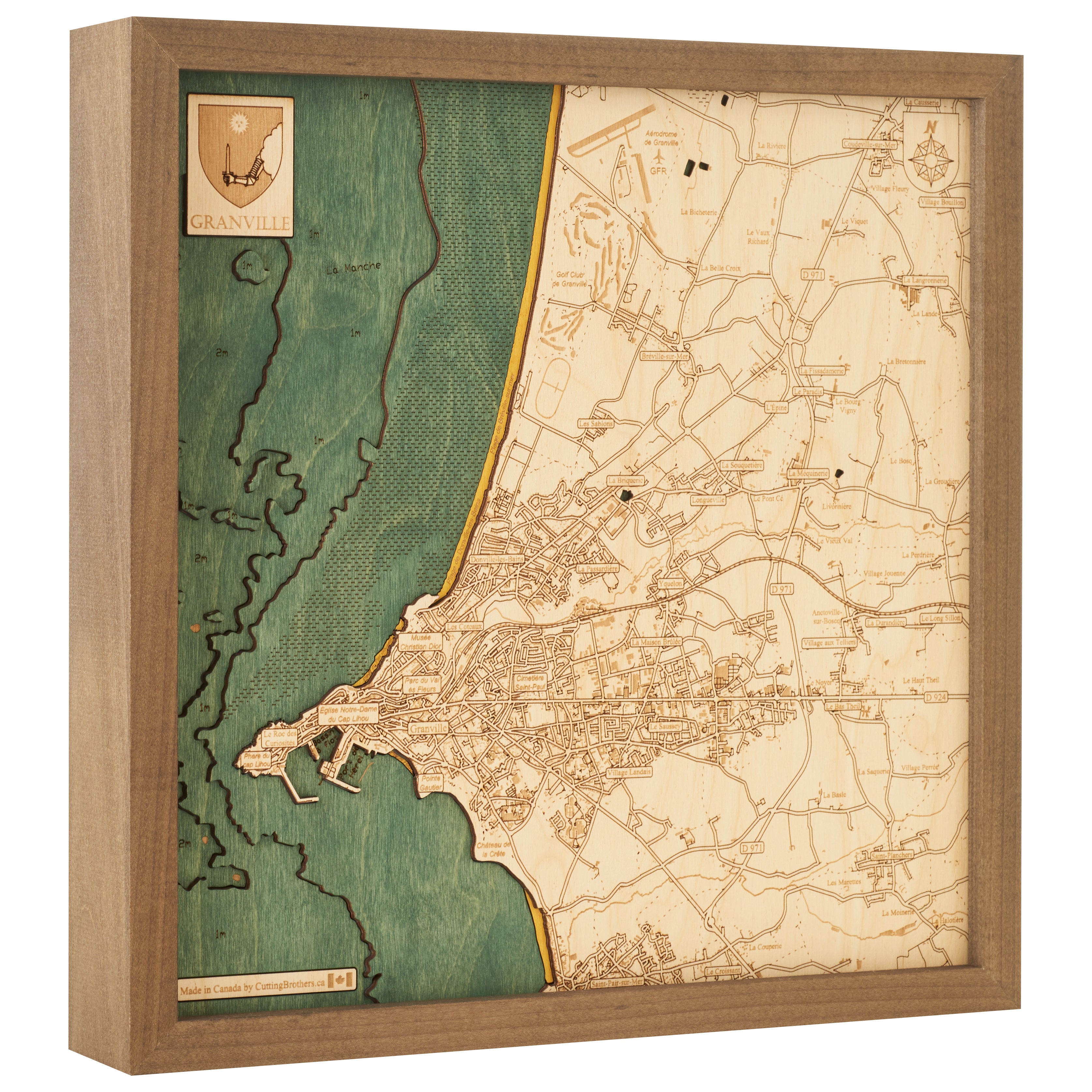 GRANVILLE 3D WOODEN WALL MAP - Version S