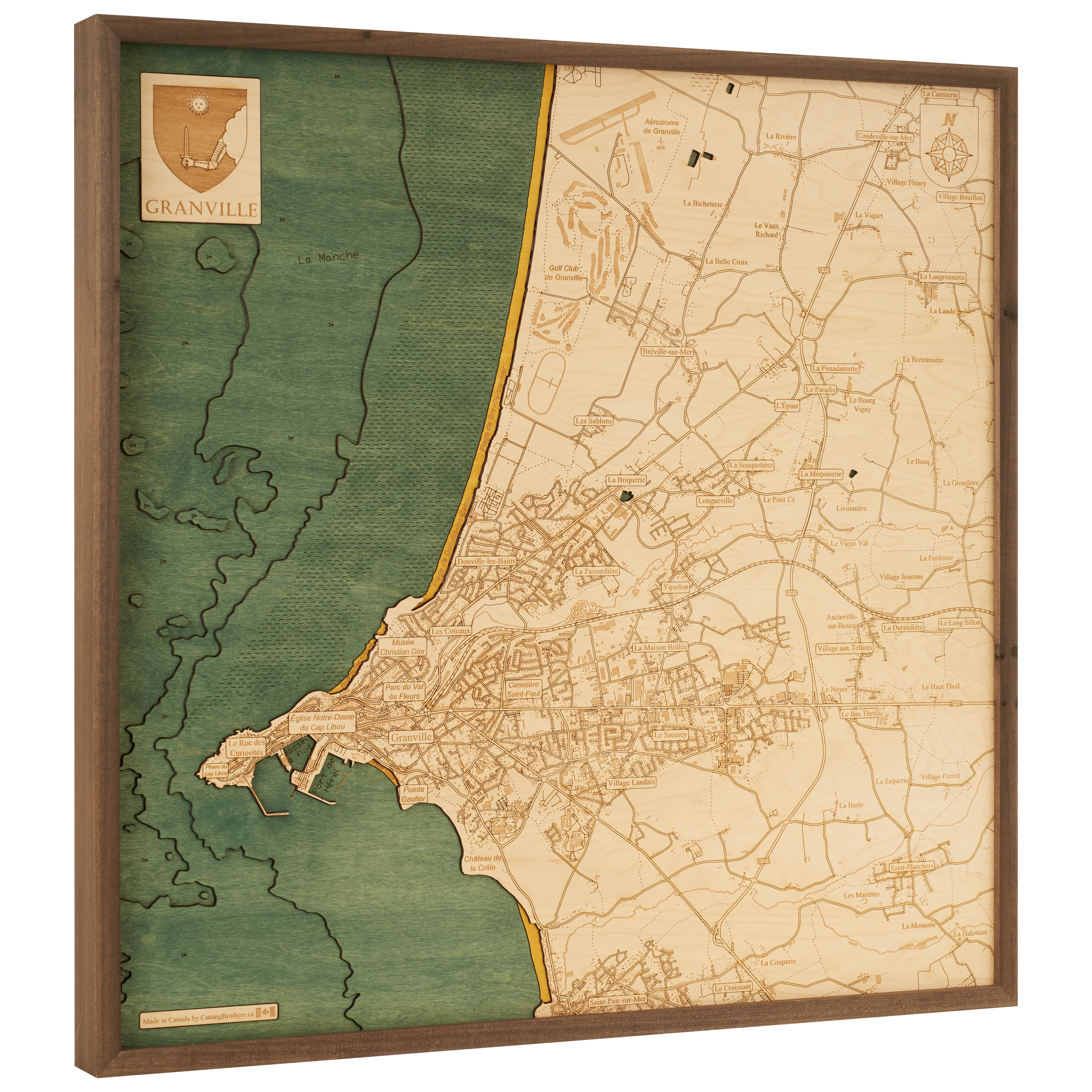 GRANVILLE 3D WOODEN WALL MAP - Version L