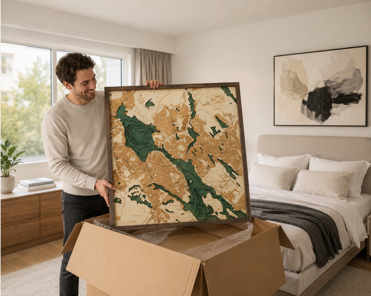 HALIFAX 3D WOODEN WALL MAP - Version L