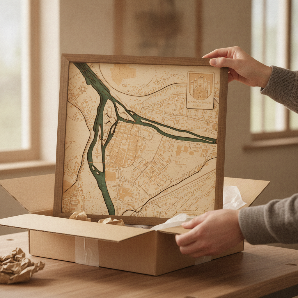 HANNOVERSCH-MÜNDEN -  3D WOODEN WALL MAP - Version S