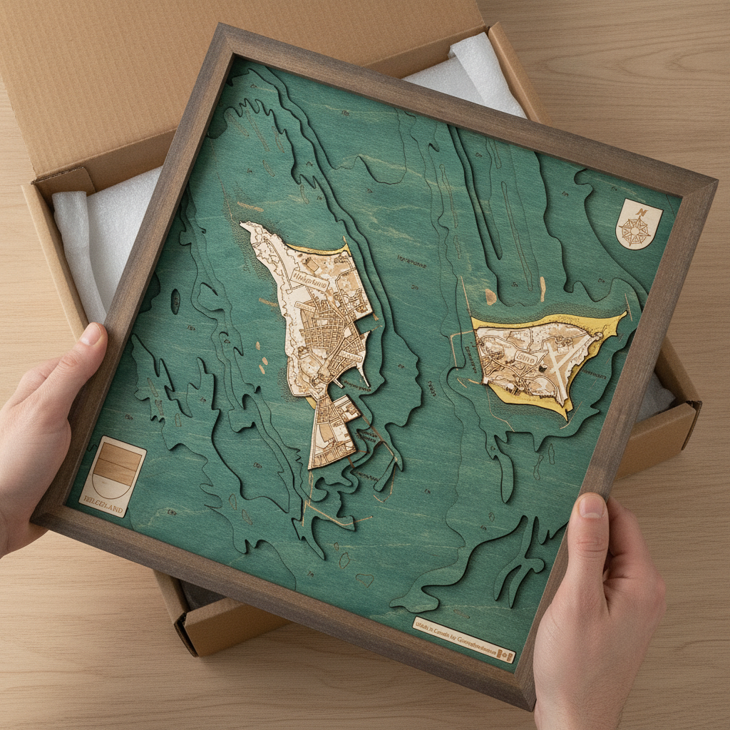 HELGOLAND 3D WOODEN WALL MAP - Version S