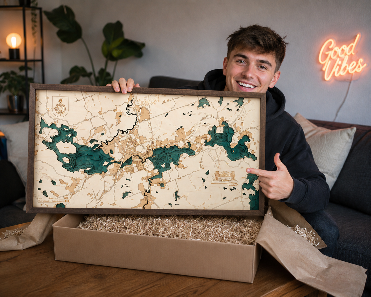 HUNTSVILLE 3D WOODEN WALL MAP - Version M