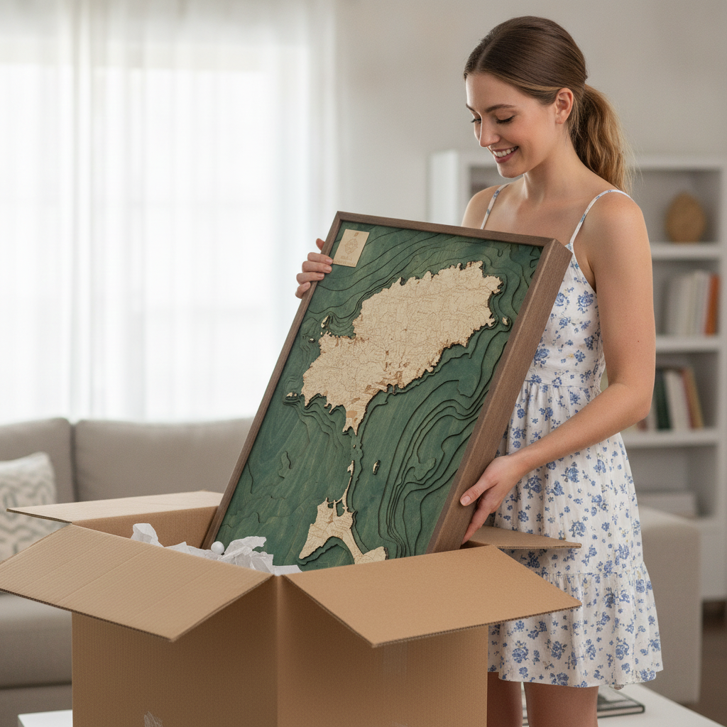 IBIZA 3D WOODEN WALL MAP - Version L