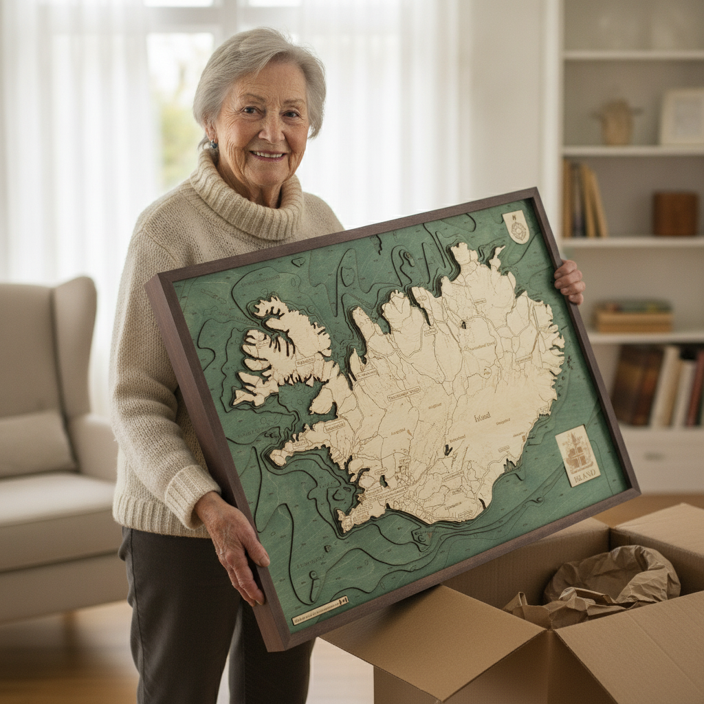 ICELAND 3D WOODEN WALL MAP - Version L