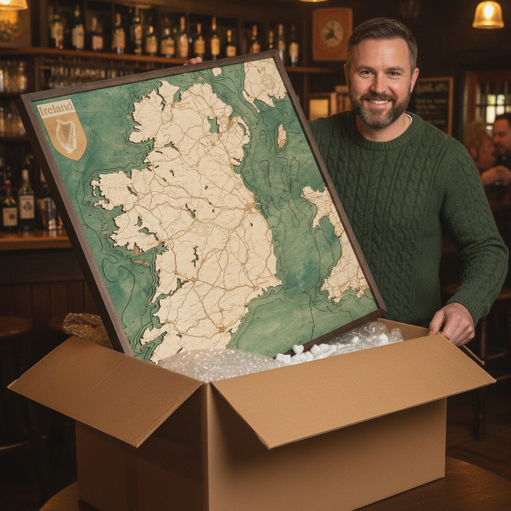 IRELAND 3D WOODEN WALL MAP - Version L